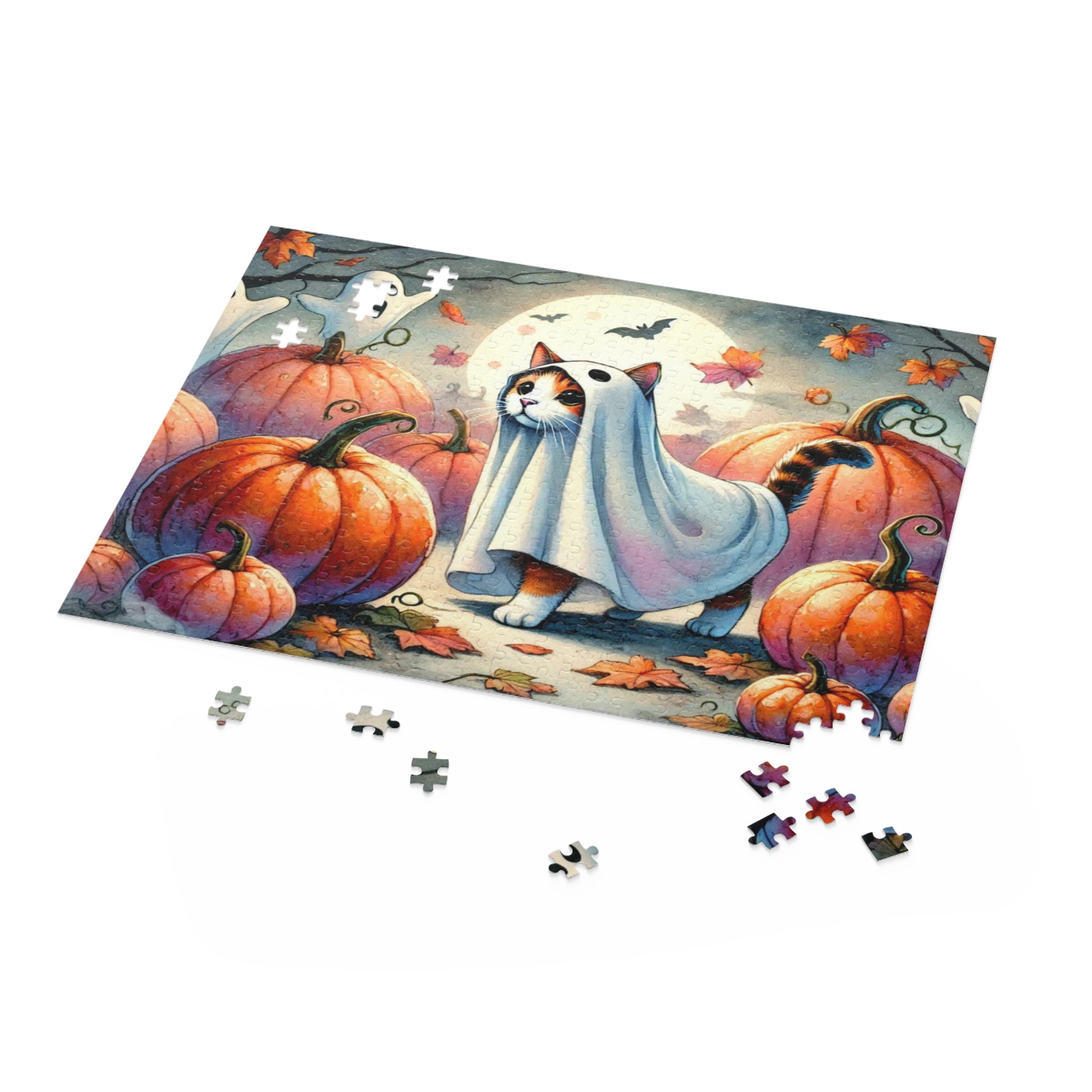 Halloween Ghost Cat - Puzzle - Cat Lover Gift 120, 252, or 500 -piece options   