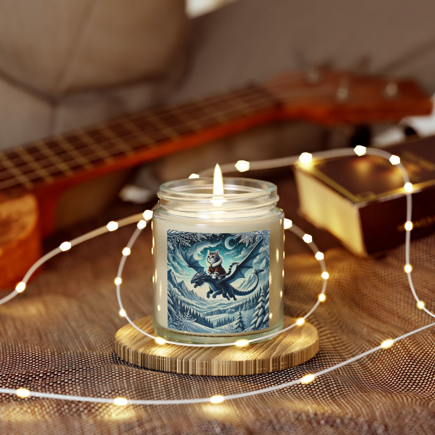 Winter Dragon Flight - Cat Lover - Scented Coconut Apricot Candles 4oz   