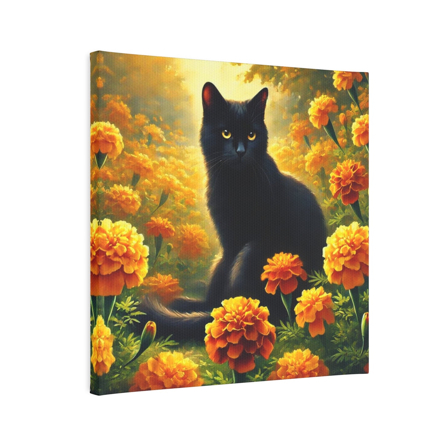 October Birth Flower - Marigold - Cat Lover - Wall Art Decor   