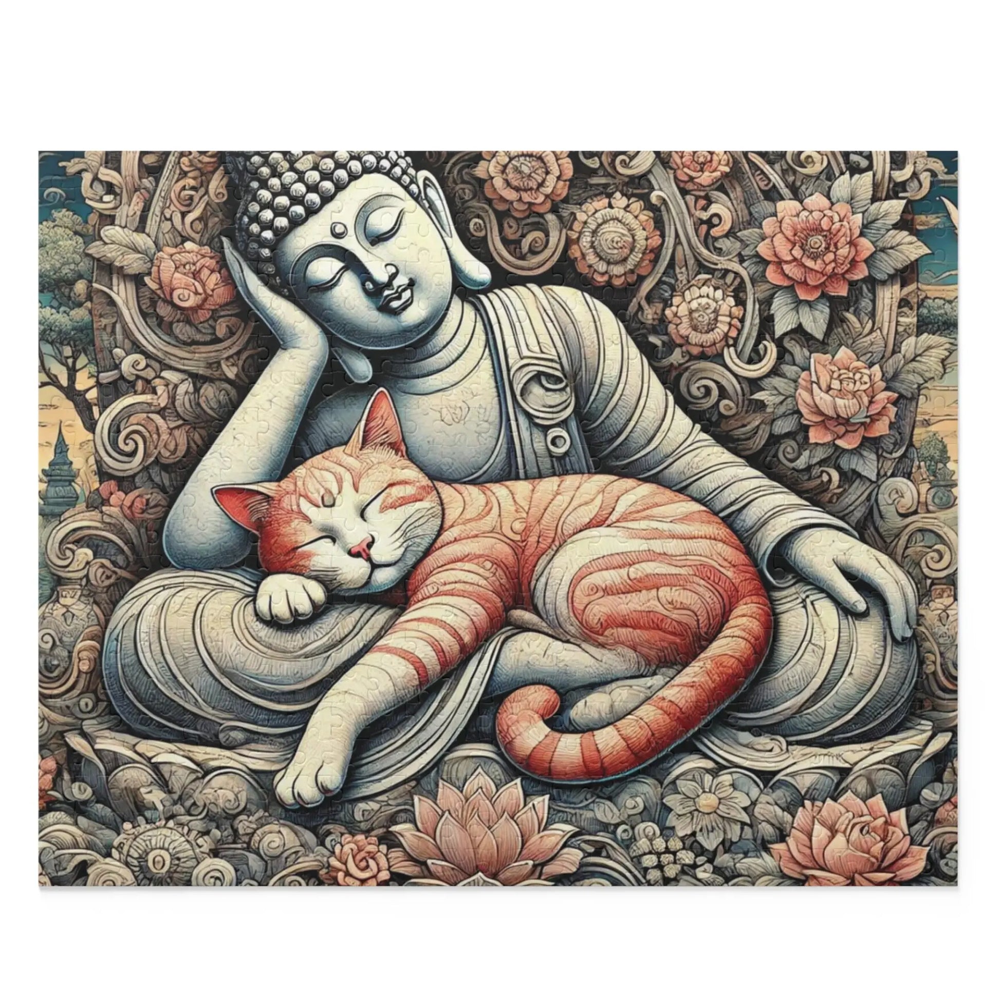 Resting Buddha Cat Naps - Cat Lover Gift 120, 252, or 500 -piece options   