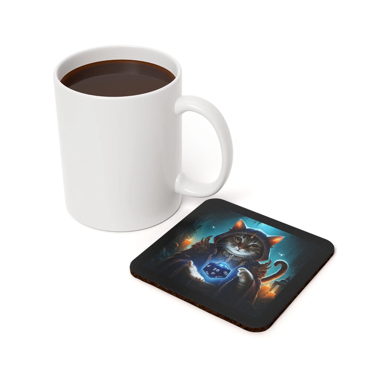 Dungeons and Dragons Cat Wizard - Drink Coaster - Montecore PawPrints