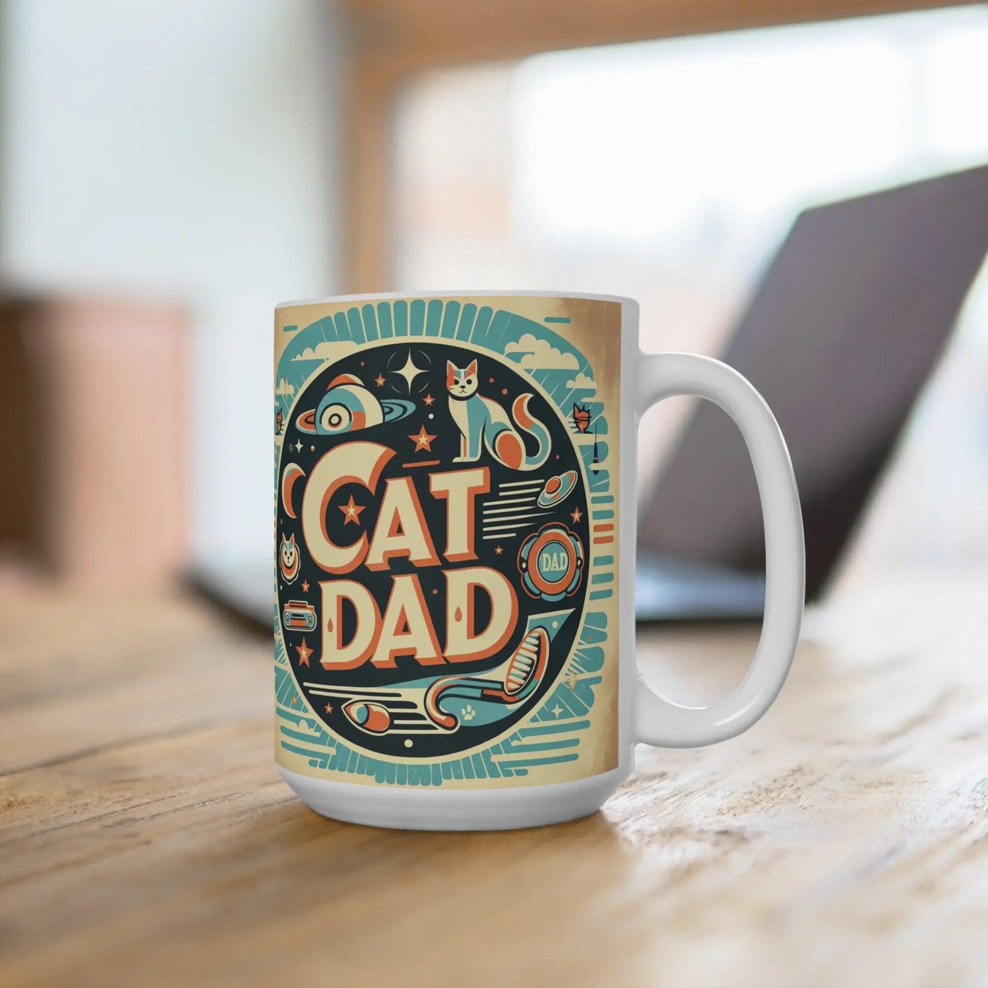 Retro Cat Dad -  Ceramic Mug 15oz - Montecore PawPrints