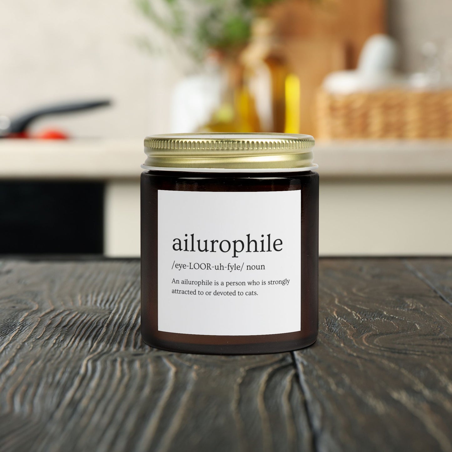 Ailurophile - Lover of Cats - Scented Coconut Apricot Candles (4oz, 9oz)   