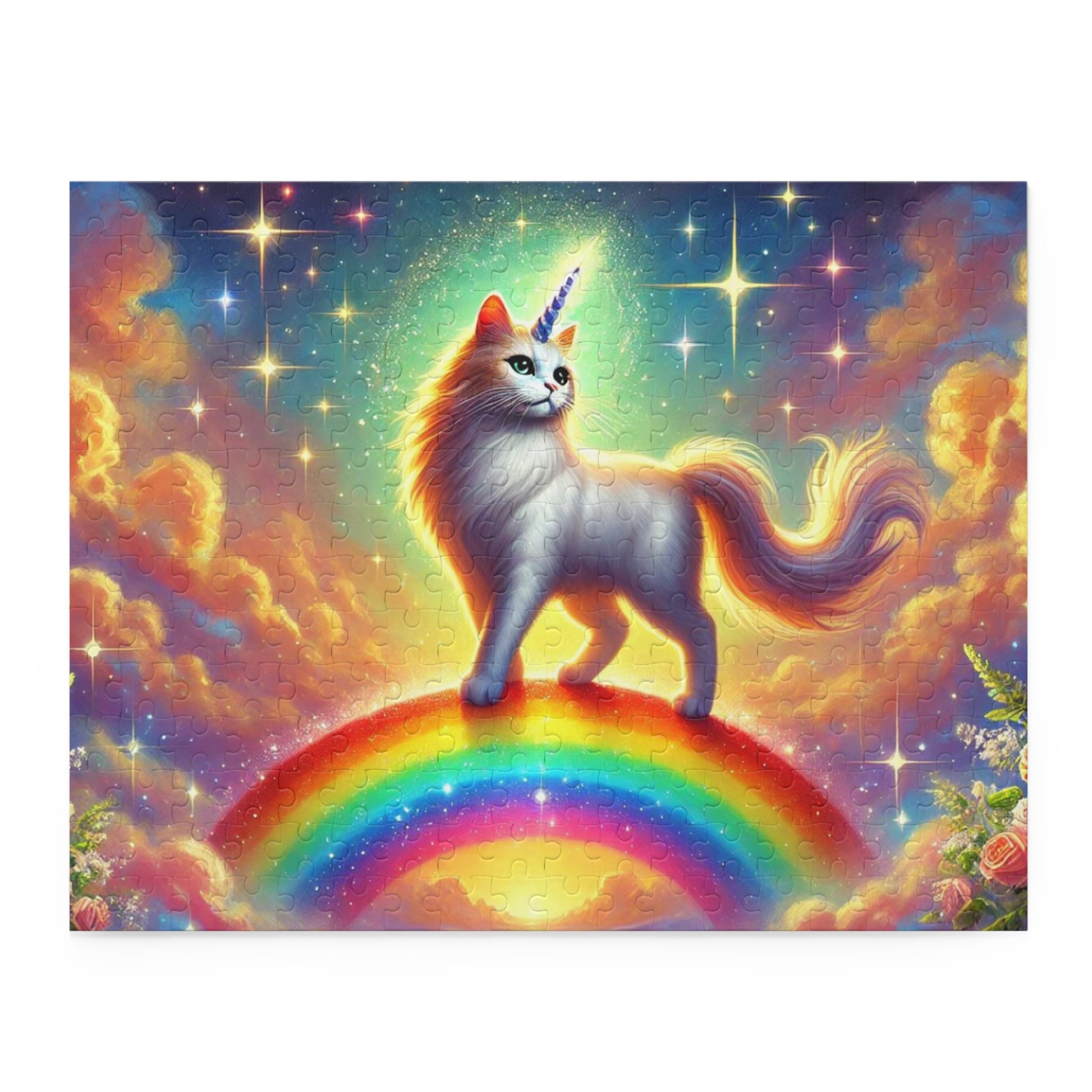 Magic Rainbow Bridge Caticorn Puzzle - Cat Unicorn Gift 120, 252, or 500 -piece options   