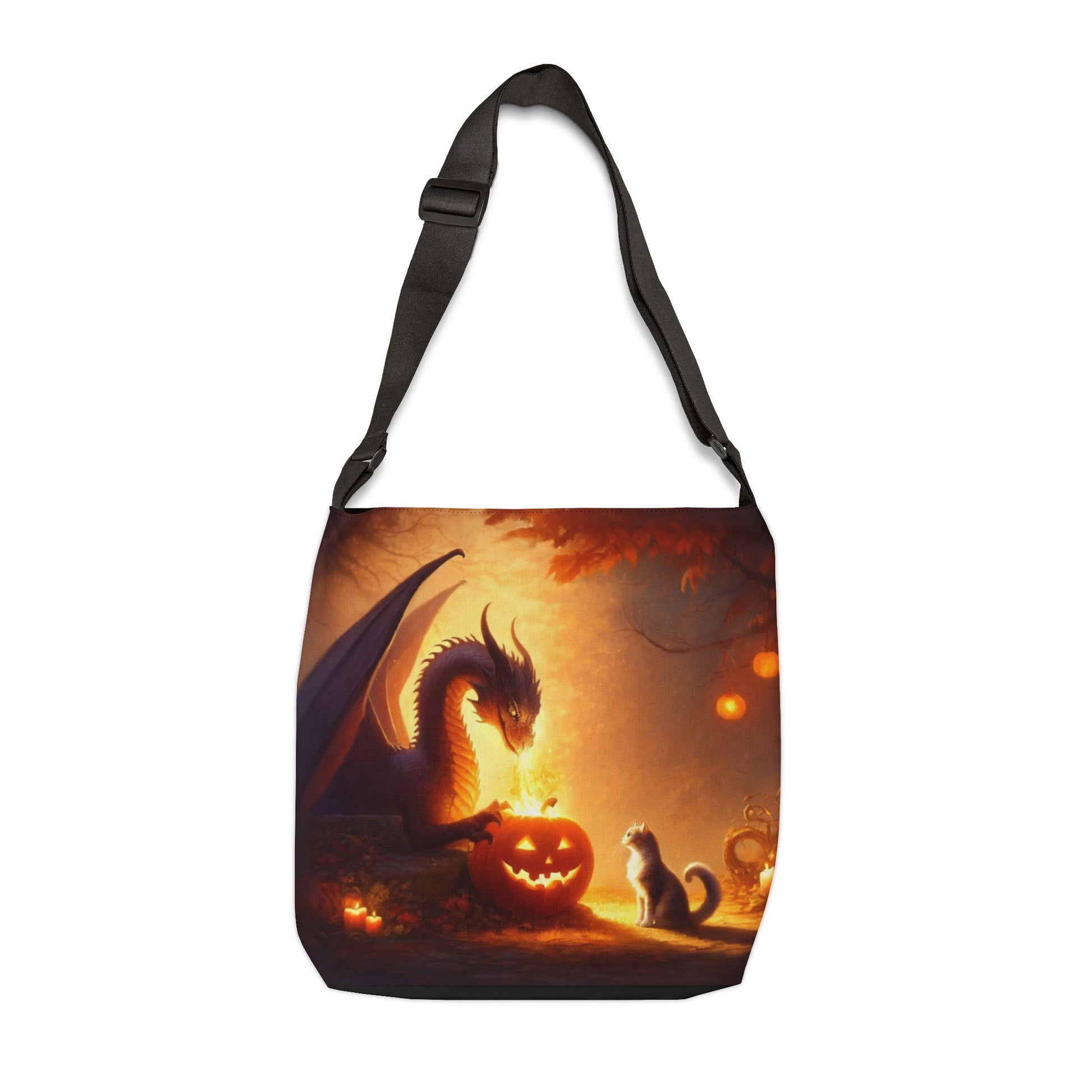 Trick or Treat Bag - Dragon Jack-O-Lantern Cat Lover Halloween - Adjustable Tote Bag (AOP)   