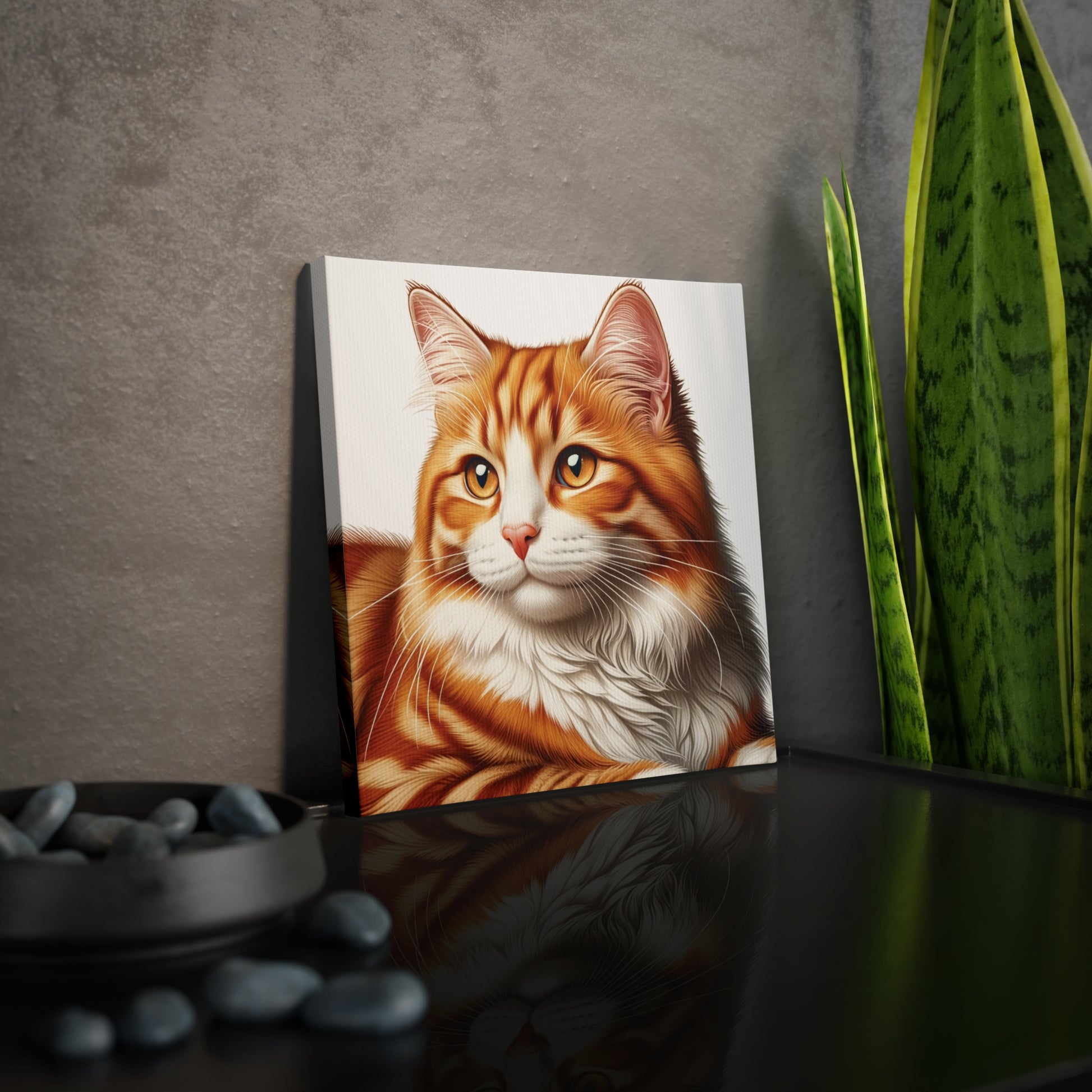 Orange Cat Portrait  - Cat Lover - Wall Art Decor 8x8   