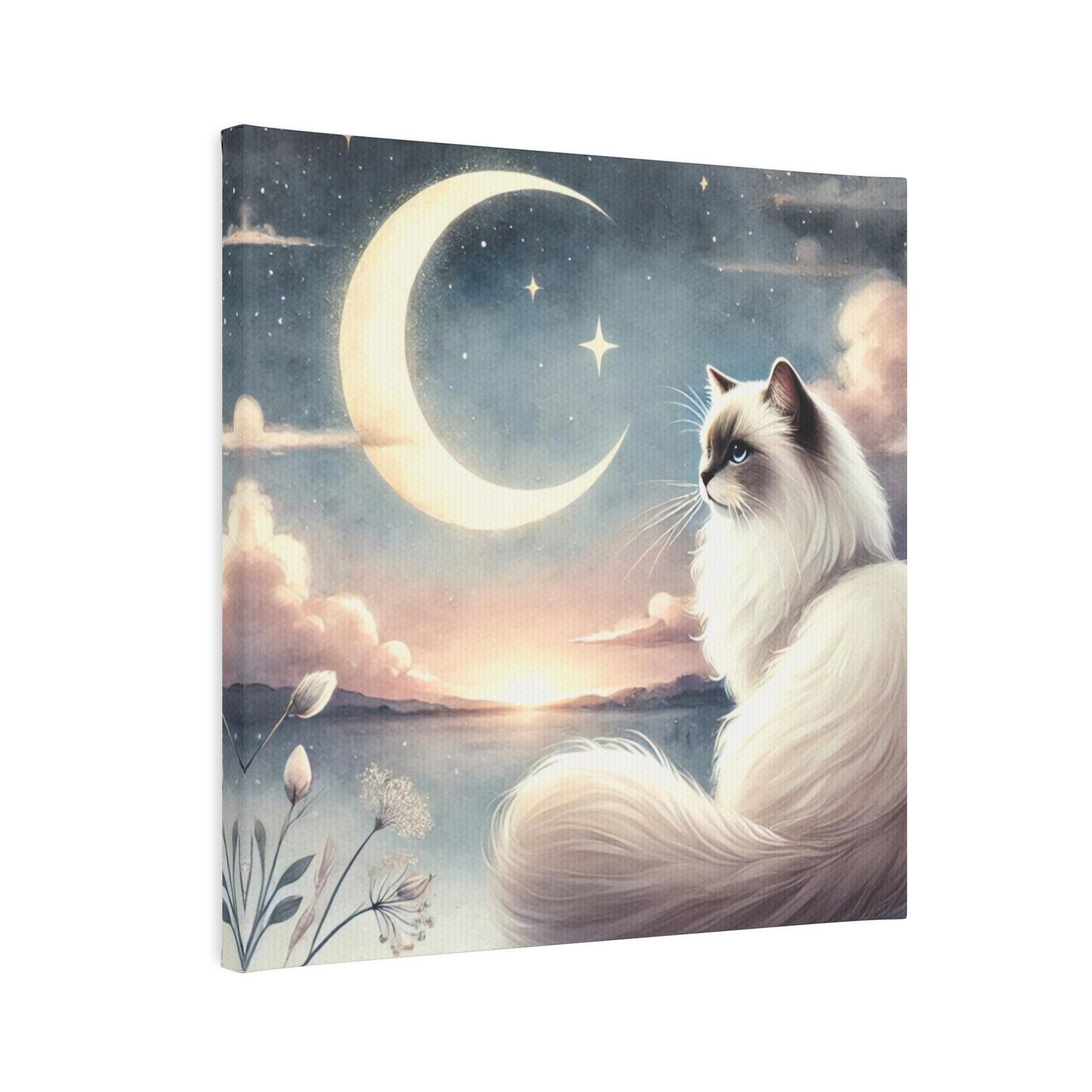 Celestial Moon - Cat Lover Ragdoll - Wall Art Decor 8x8   