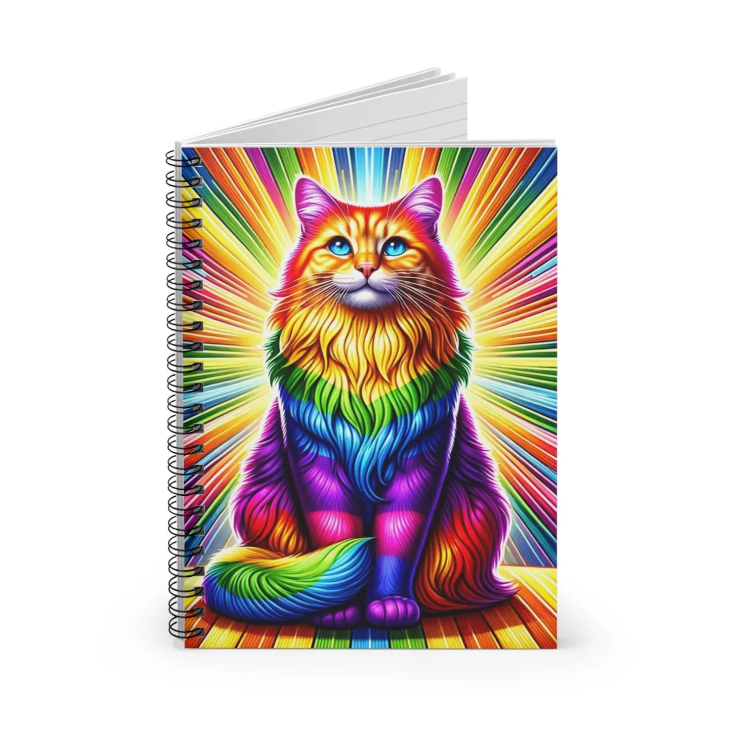 Rainbow Fluffy Cat- Spiral Notebook - Ruled Line - Montecore PawPrints