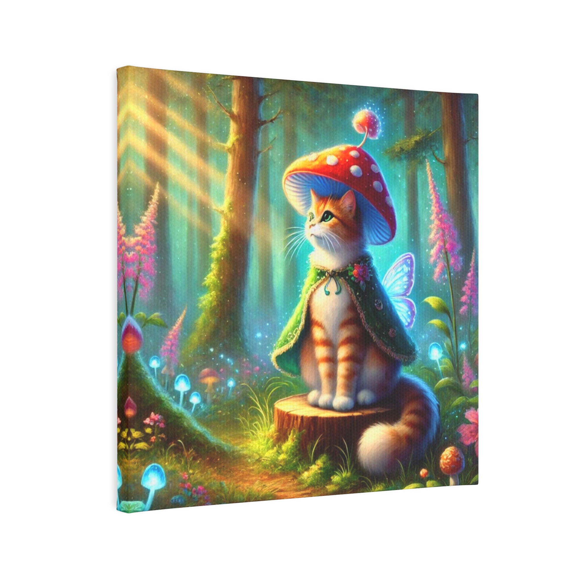 Mushroom Magic - Orange Cat Fairy - Wall Art Decor   