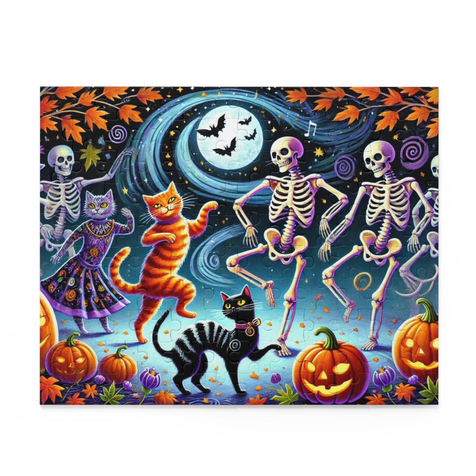 Halloween - Cat Lover Skeleton Dance - Puzzle - Cat Lover Gift 120, 252, or 500 -piece options   