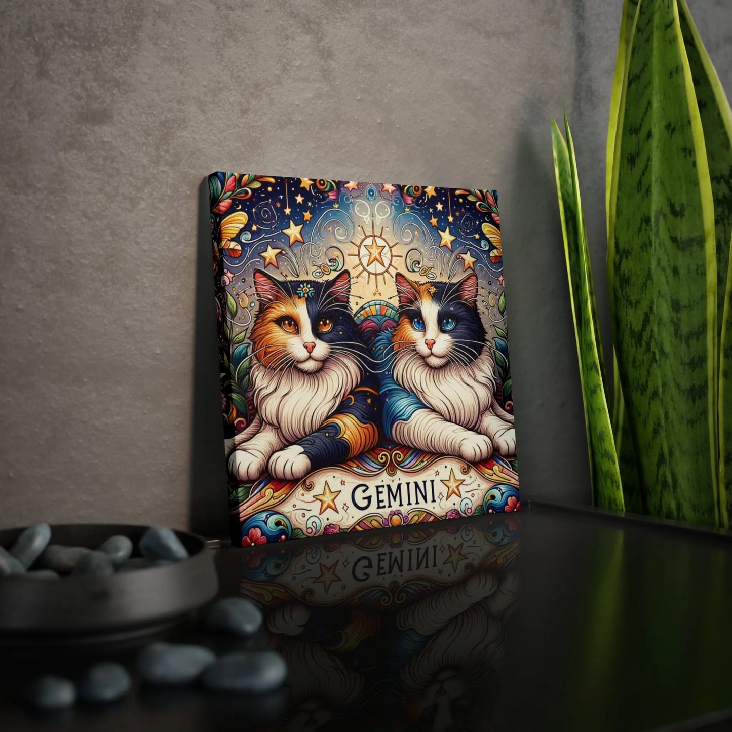 Gemini Zodiac - Cat Lover - Wall Art Decor 8x8   