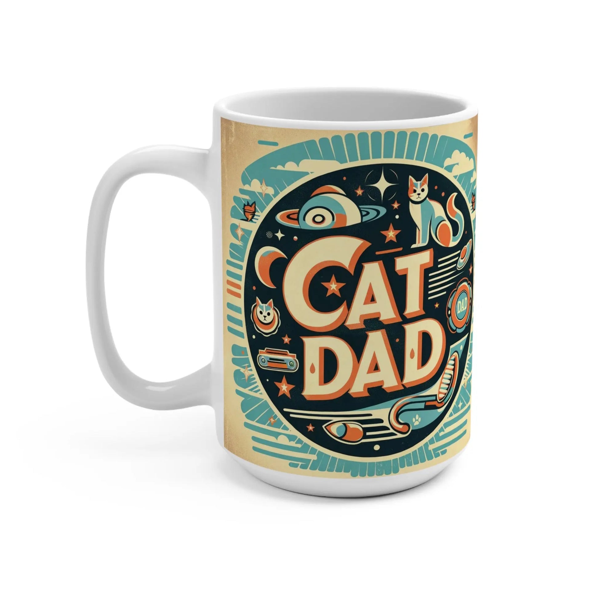 Retro Cat Dad -  Ceramic Mug 15oz - Montecore PawPrints