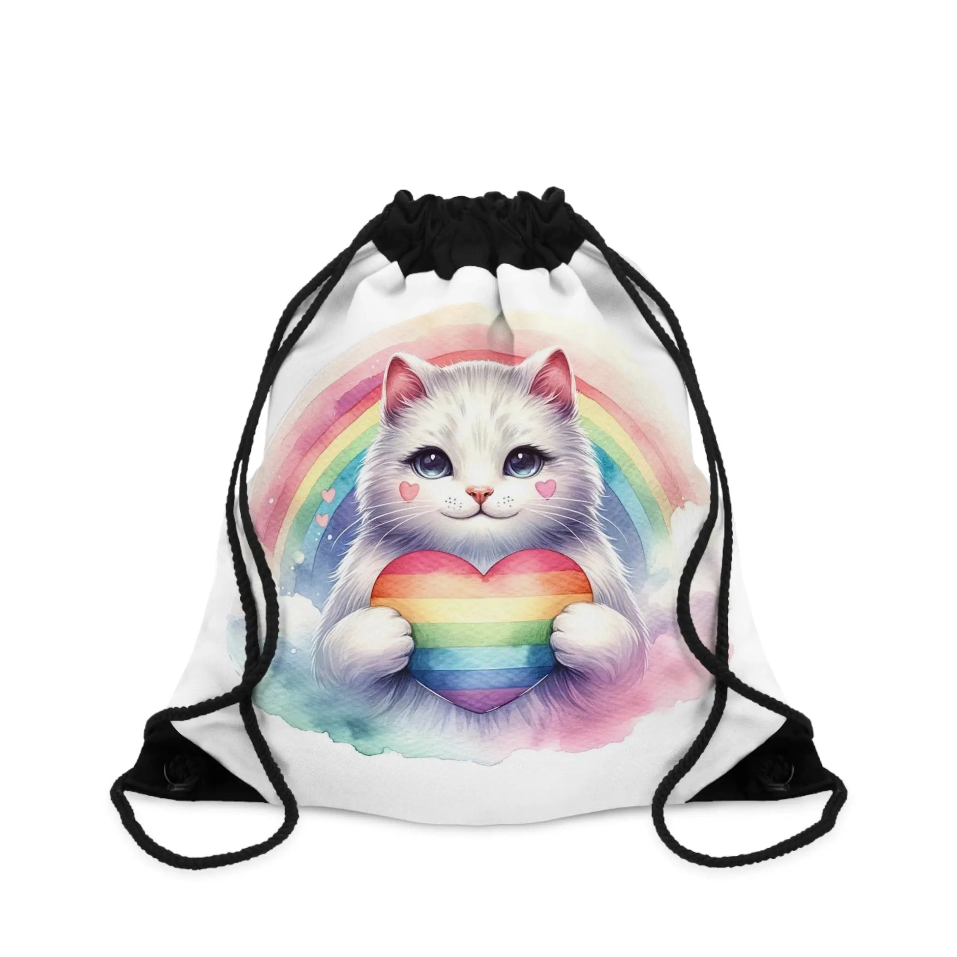 Rainbow Cat - Cat Lover - Drawstring Bag   