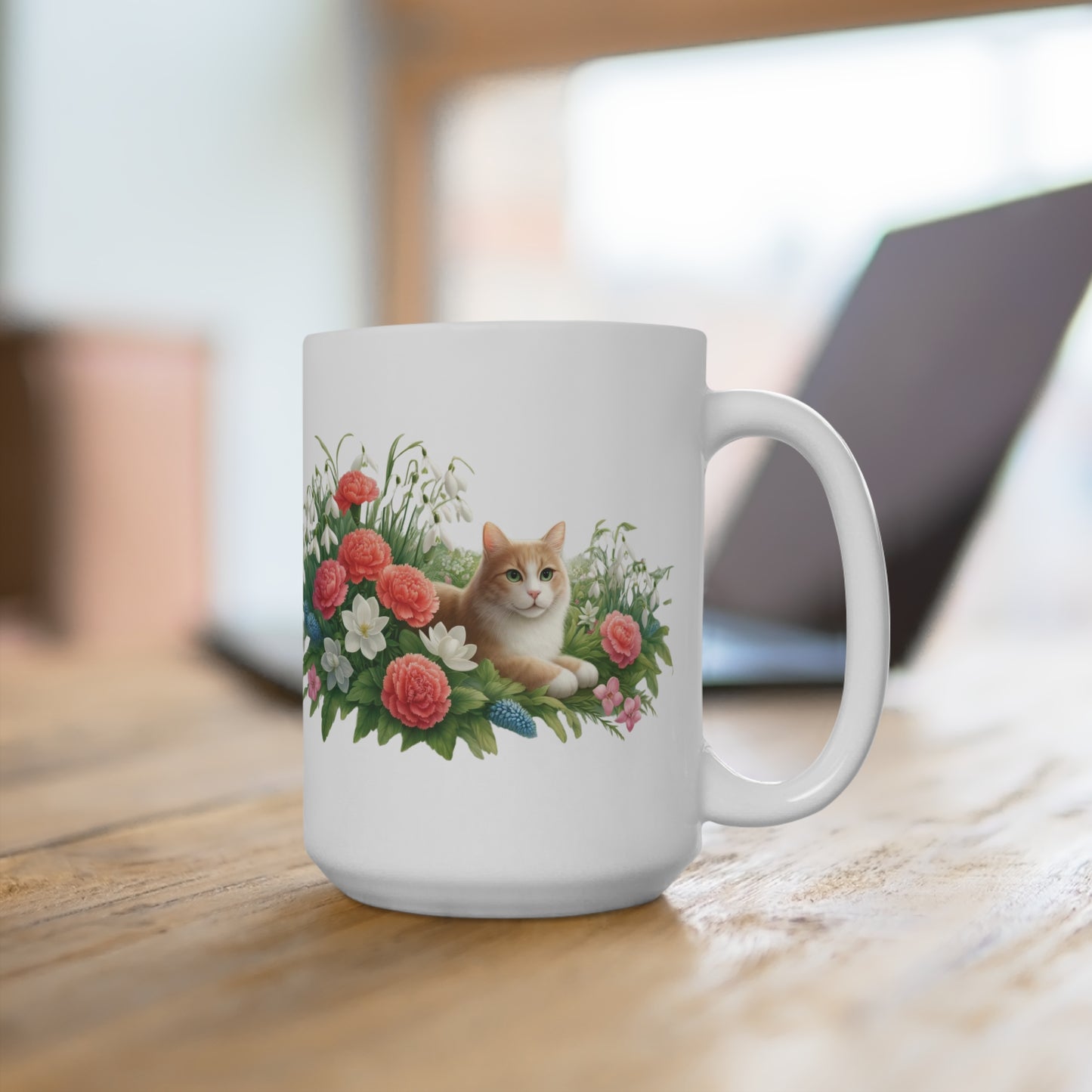 January Birth Flower - Cat Lover - Mug 15oz   