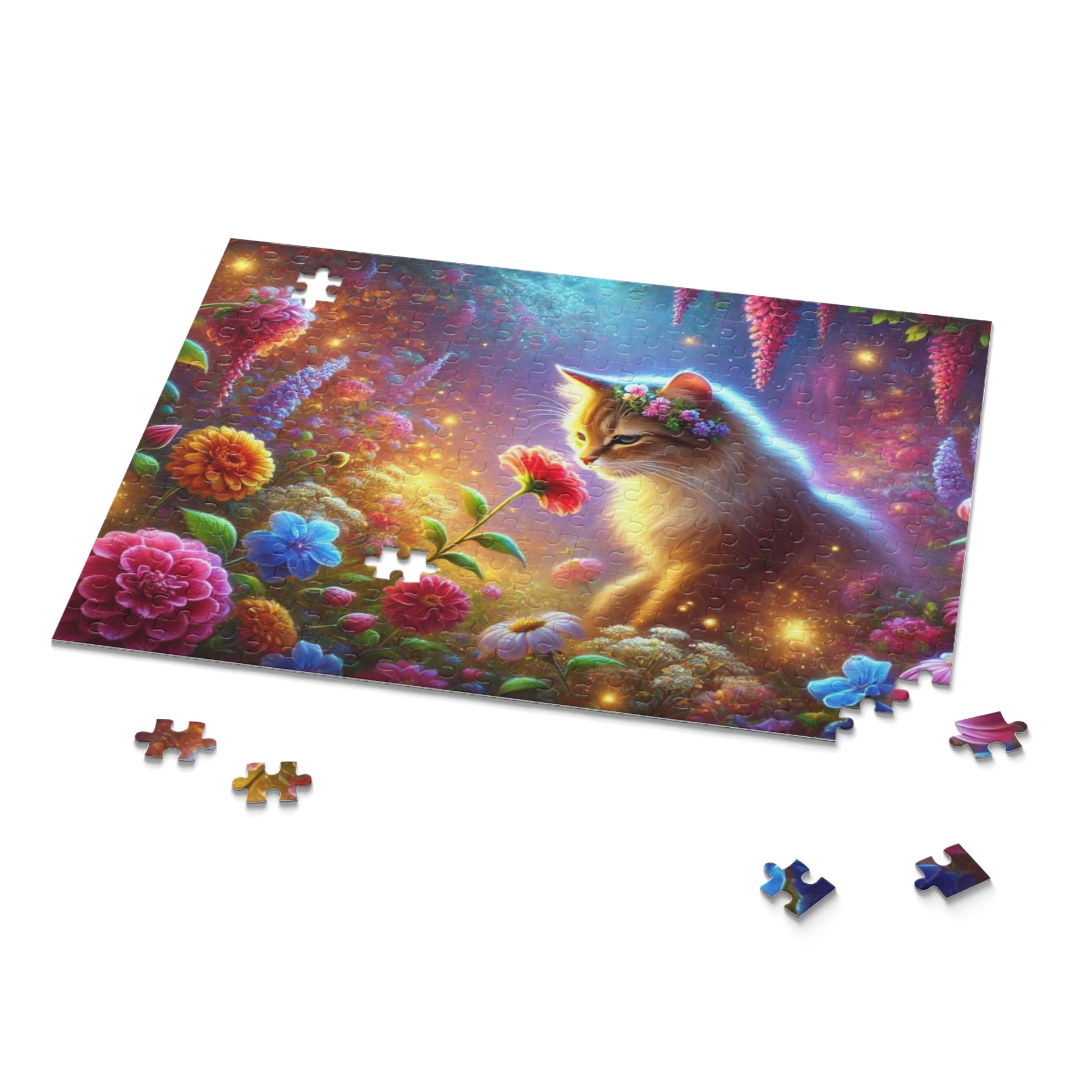 Magic Flower Garden Puzzle - Cat Lover Gift 120, 252, or 500 -piece options   