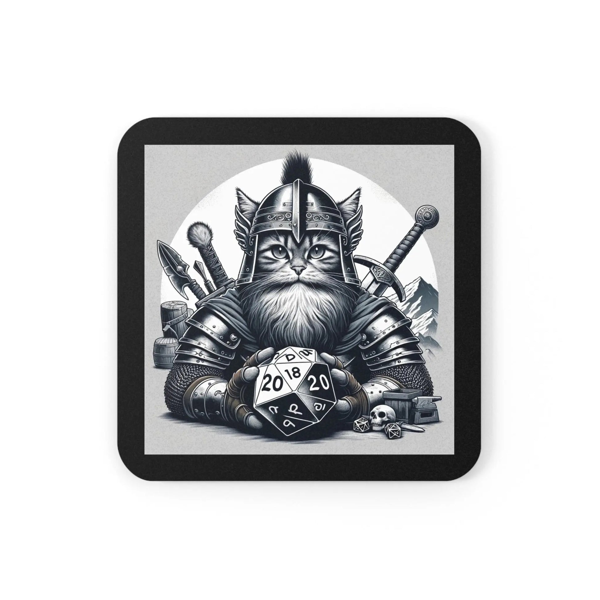 Dungeons and Dragons Cat Dwarf - Drink Coaster - Montecore PawPrints