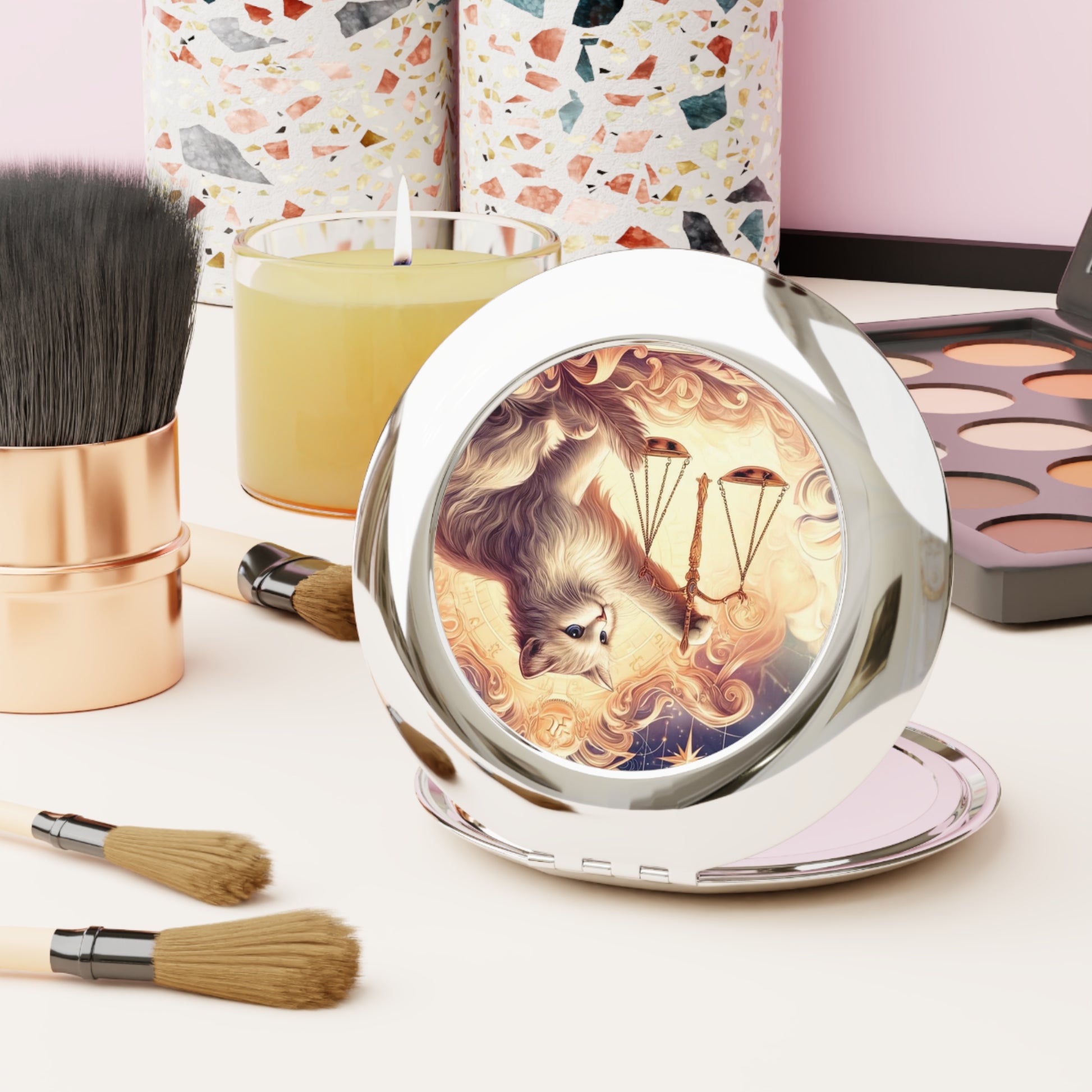 Libra - Cat Lover - Compact Travel Mirror   