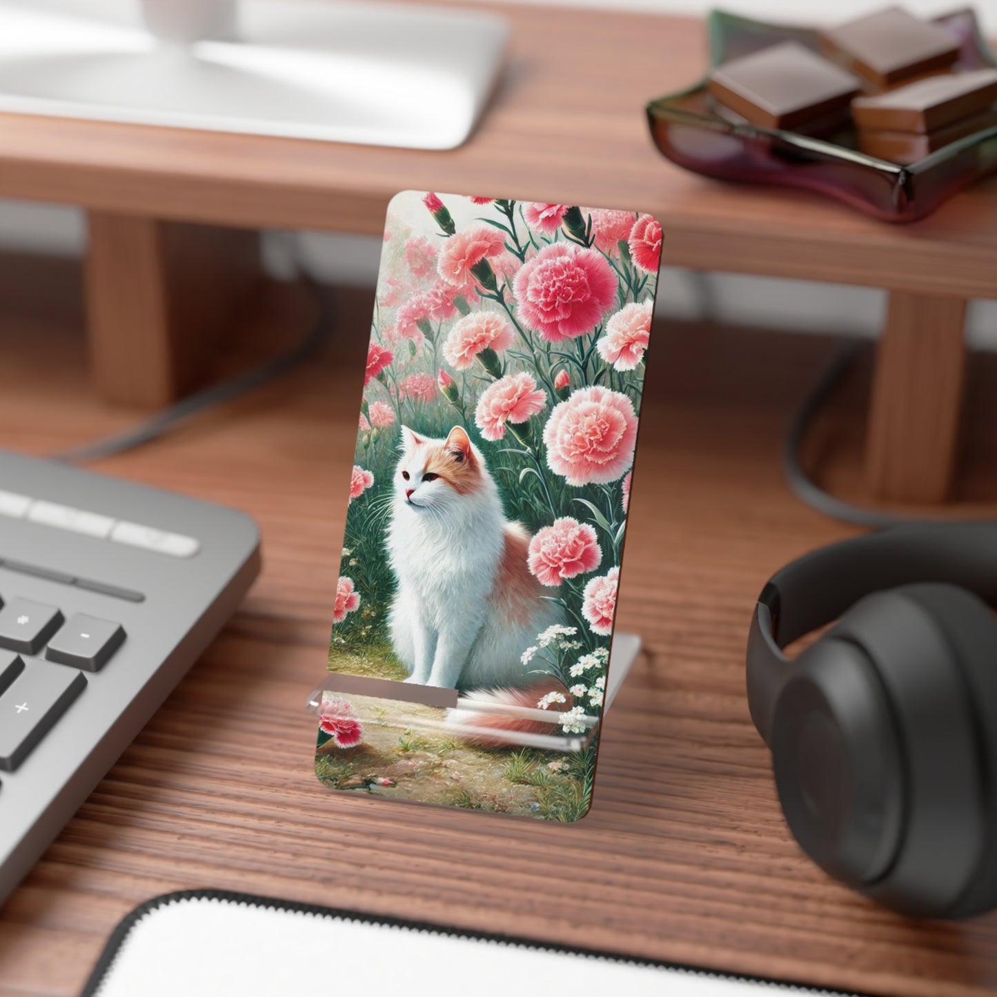 November Birth Flower - Cat Lover - Mobile Display Stand for Smartphones   