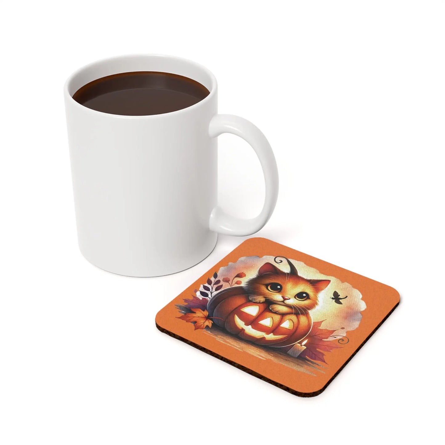 Kitten Jack-O-Lantern - High Gloss Drink Coaster   