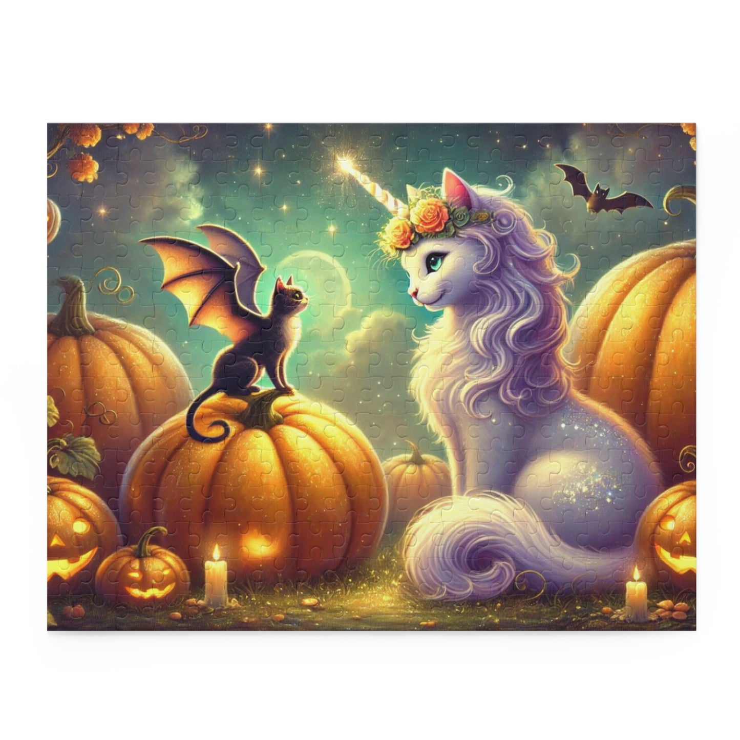 Halloween Caticorn Magic Puzzle - Cat Unicorn Gift 120, 252, or 500 -piece options   