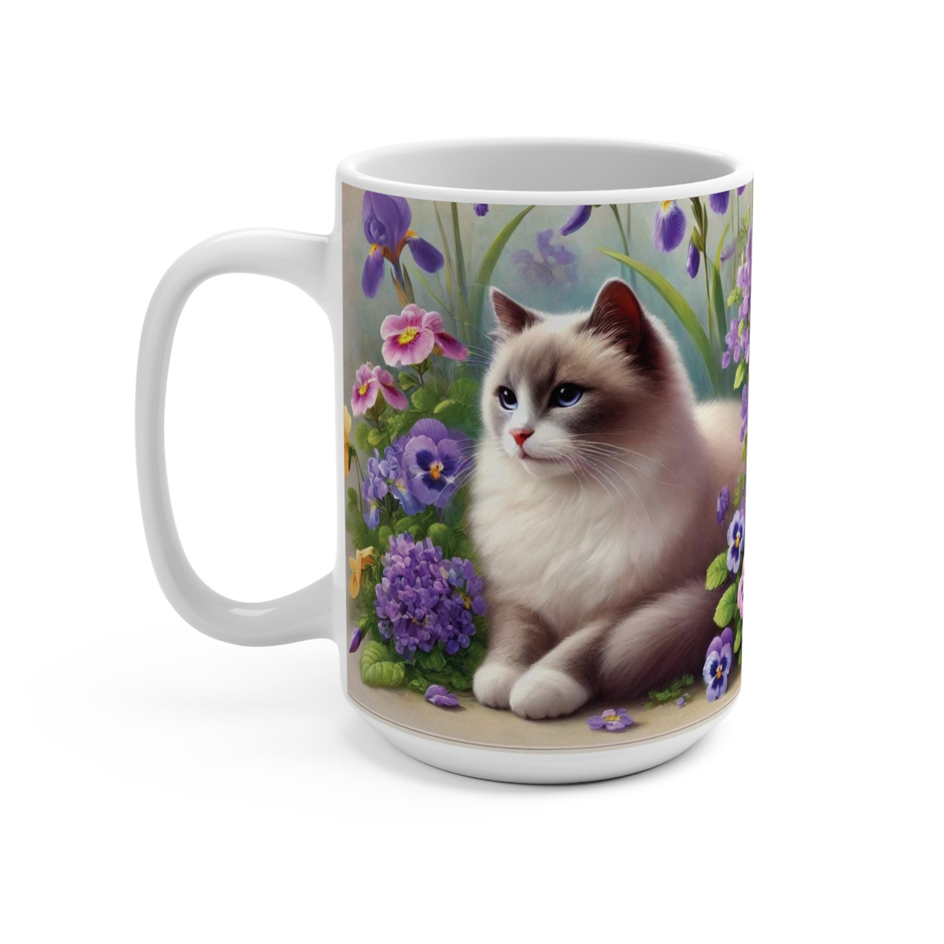 February Birth Flowers - Cat Lover - Mug 15oz   