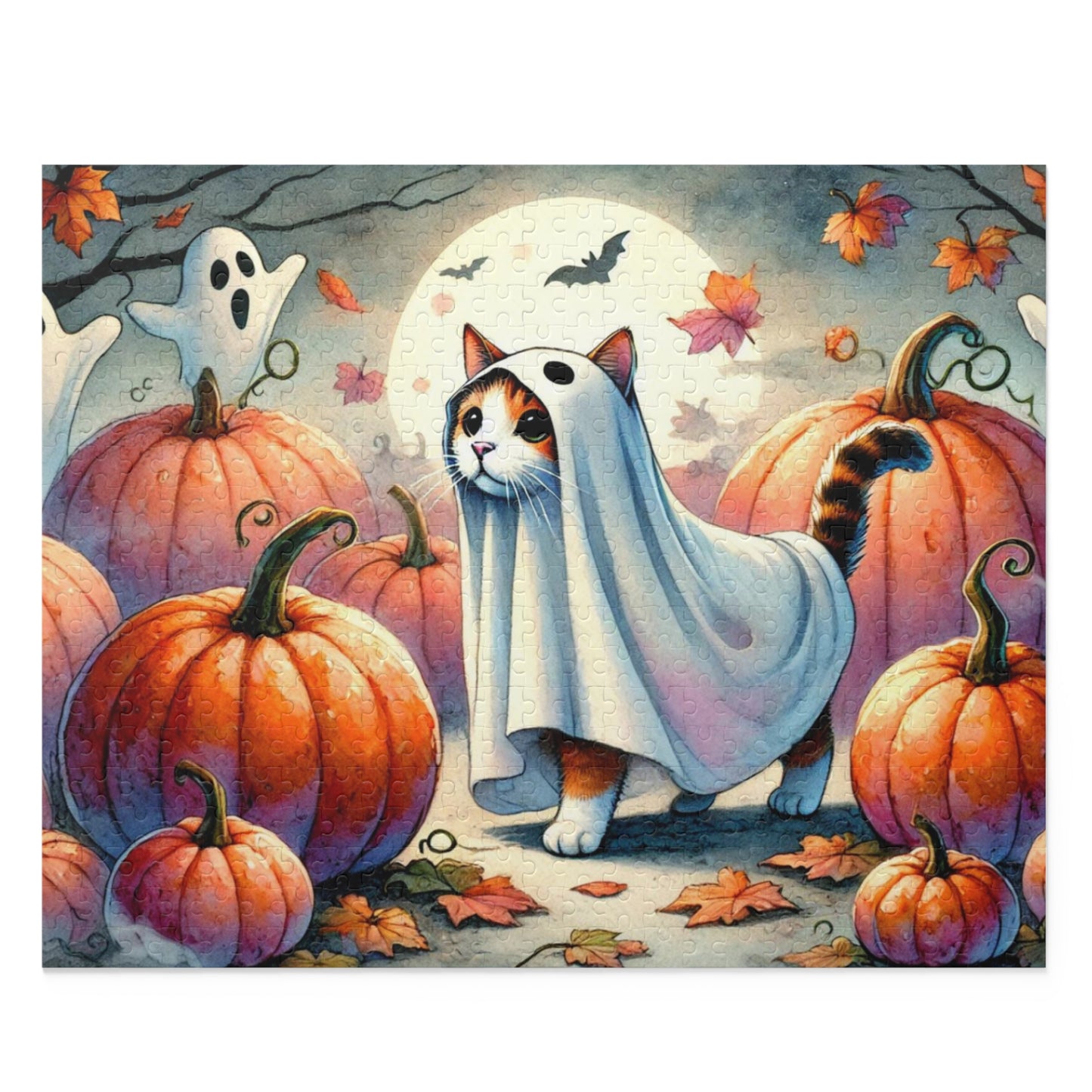 Halloween Ghost Cat - Puzzle - Cat Lover Gift 120, 252, or 500 -piece options   