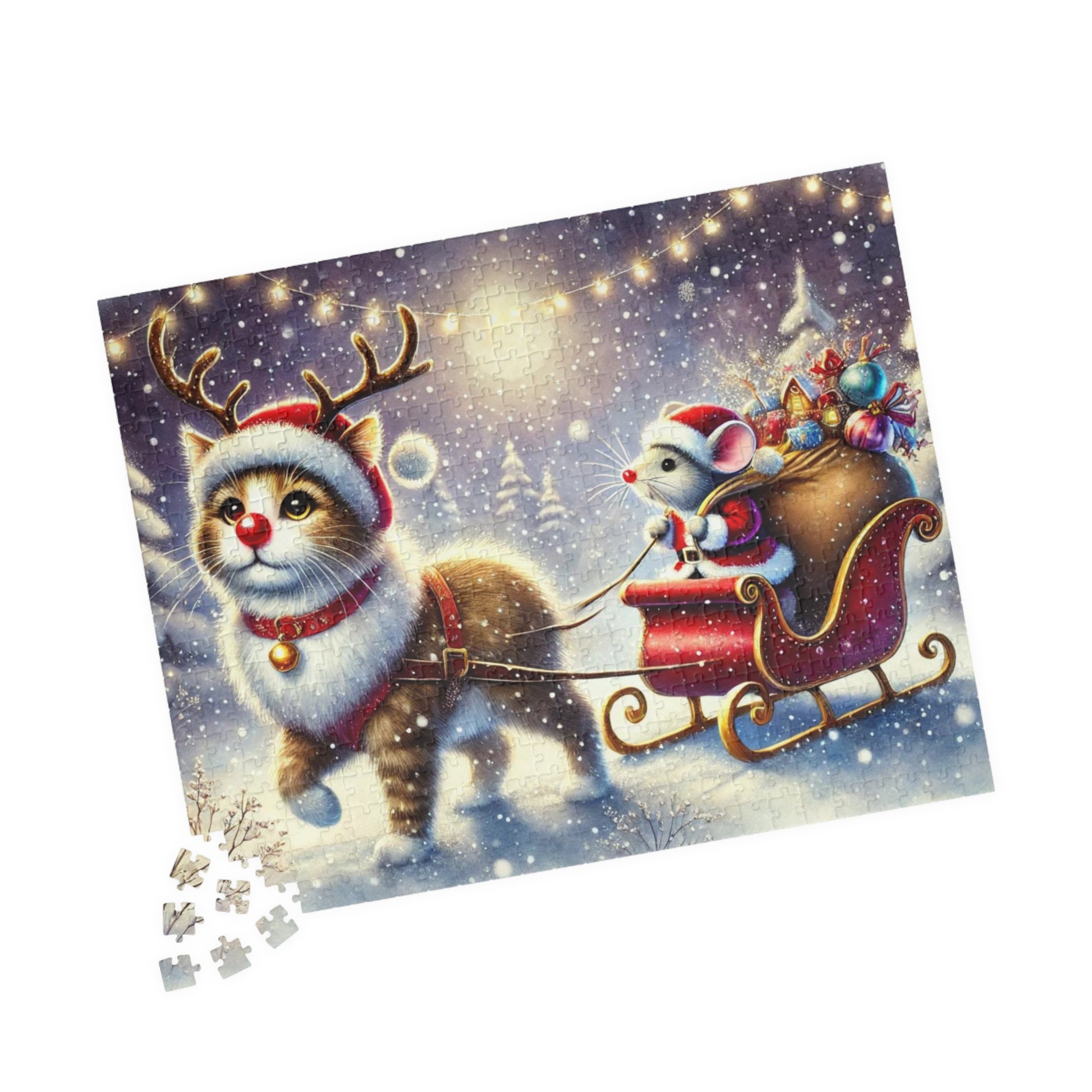 Mouse Santa - Cat Reindeer - Christmas Puzzle (110, 252, 520 -piece)   