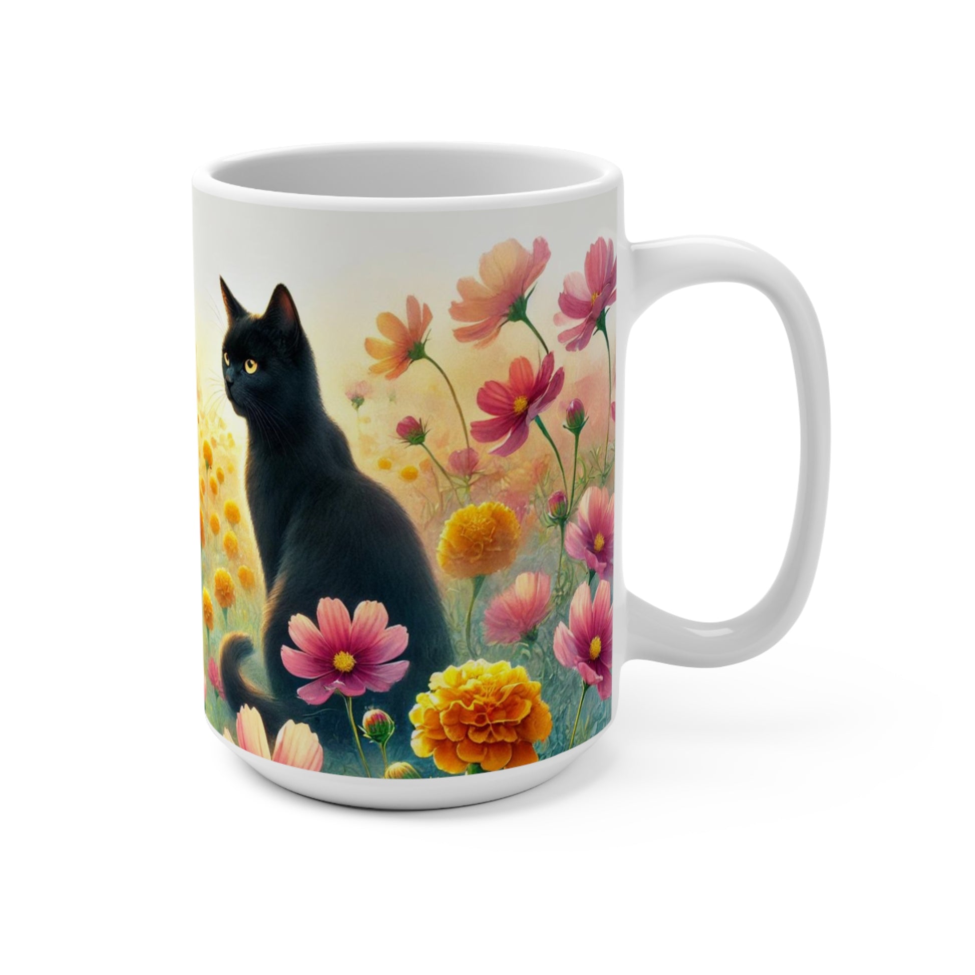 October Birth Month Flowers - Cat Lover - Mug 15oz   