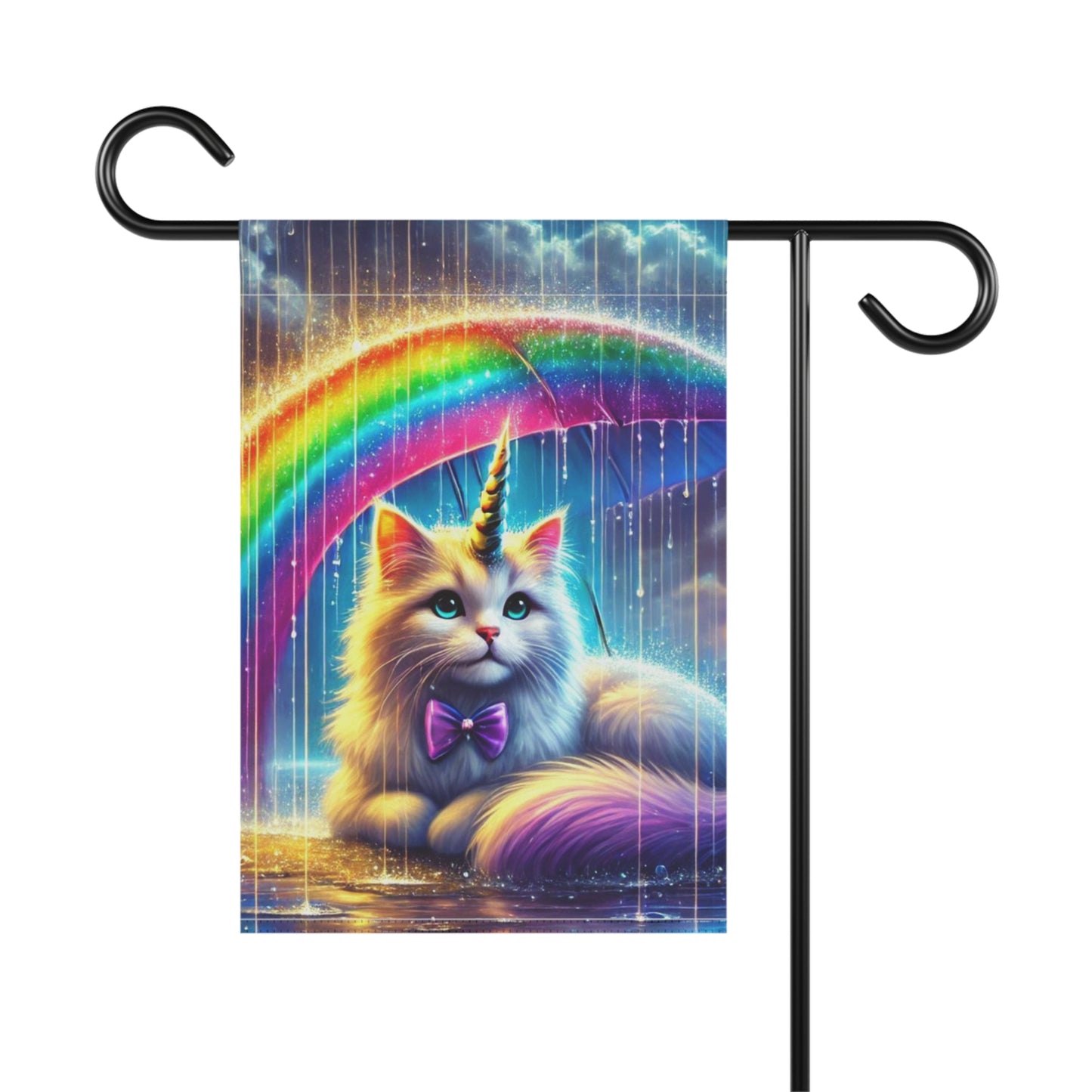 Rainbow Umbrella - Cat Unicorn - Garden & House Banner   