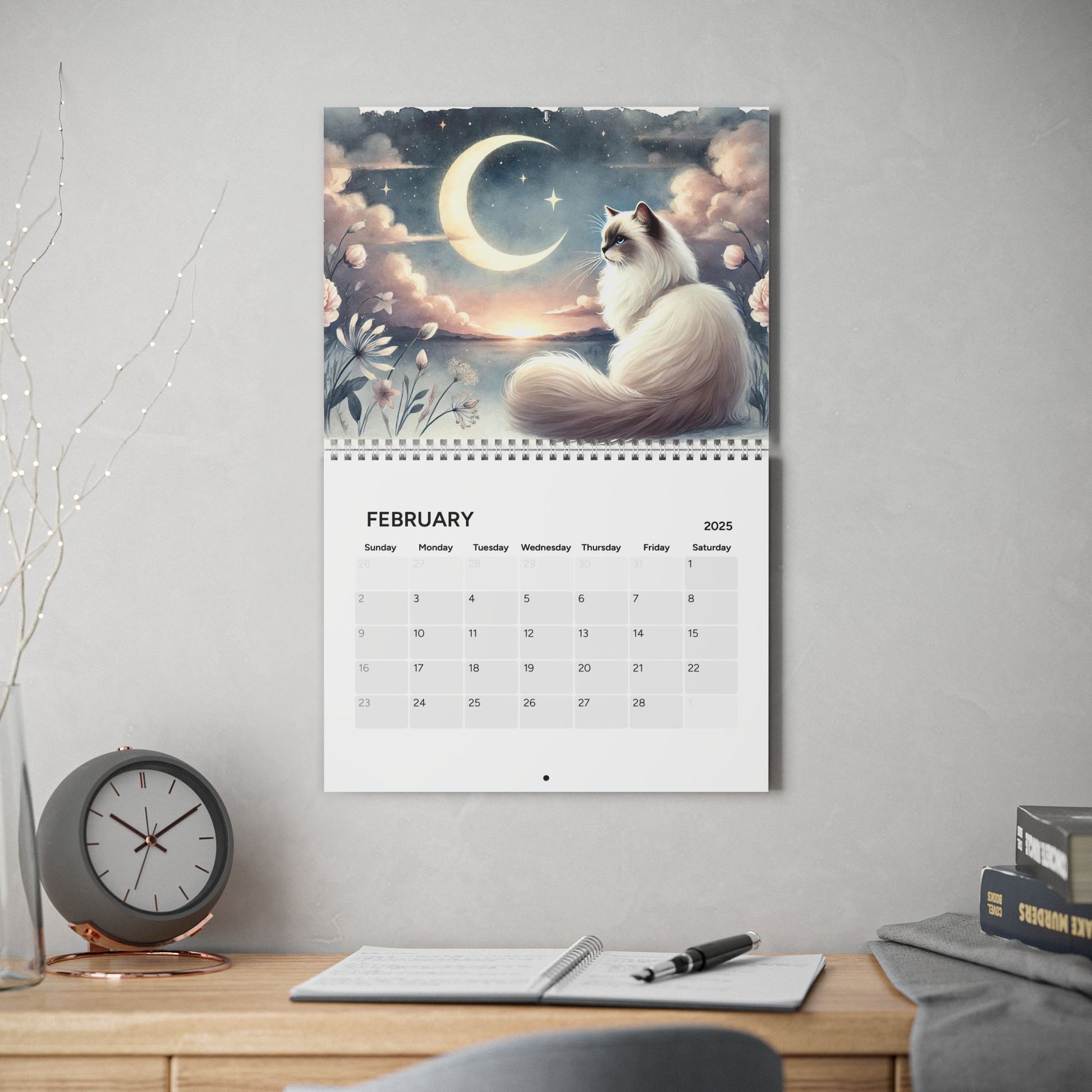 Celestial Cats in the Sky - Sun Moon and Stars - Calendar (2025)   