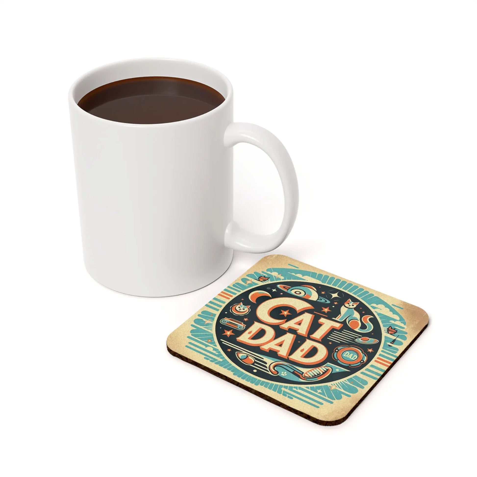 Retro Cat Dad - Cat Lover Coaster - Montecore PawPrints