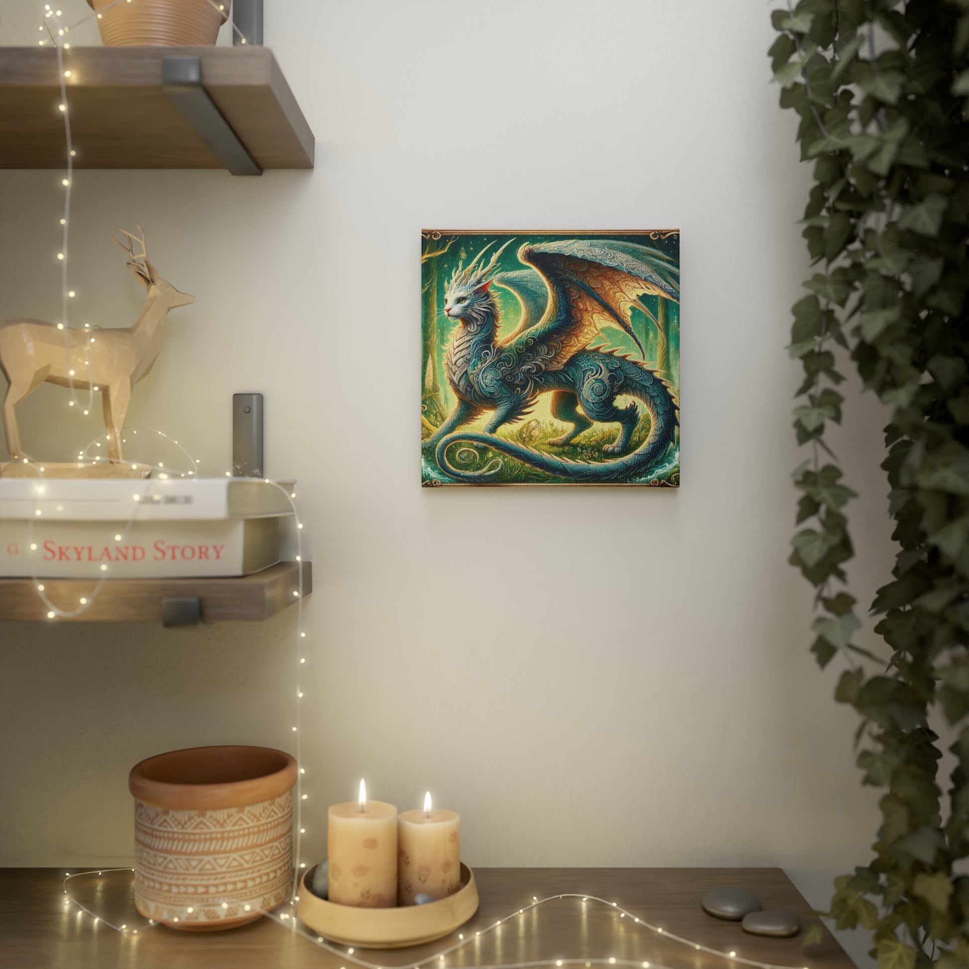 The Cragon - Cat Dragon  - Cat Lover - Wall Art Decor   