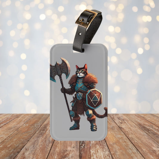 Dungeons and Dragons - Cat Warrior - Luggage Tag - Travel Gift   