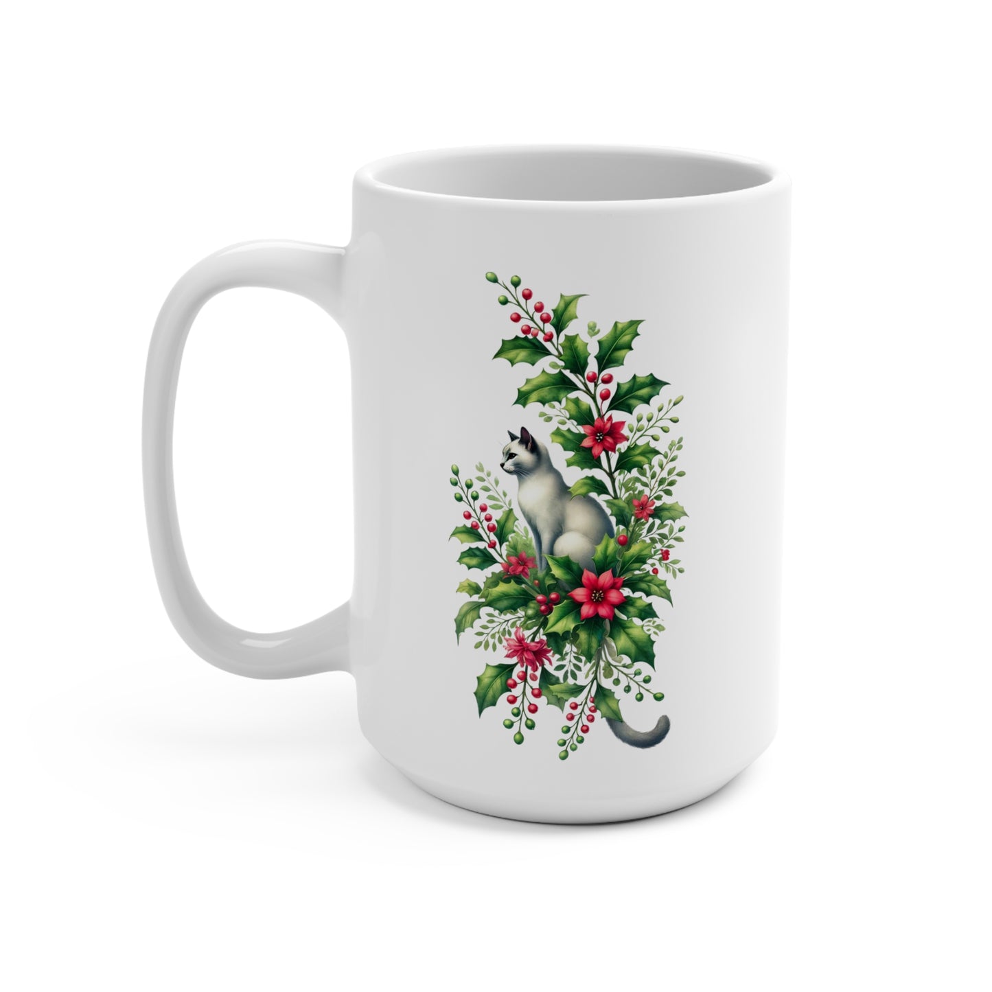 December Birth Flower - Cat Lover - Mug 15oz   