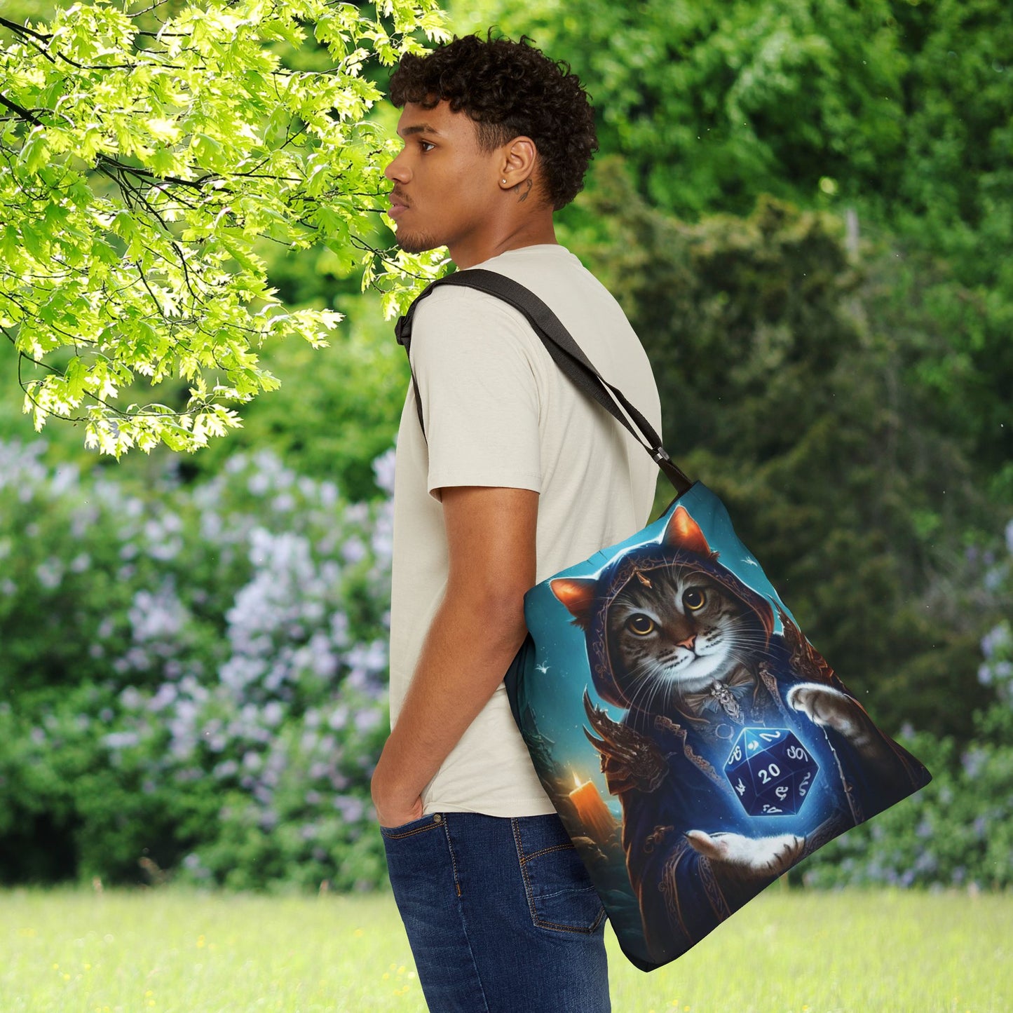 Dungeons and Dragons Cat Sorcerer - Adjustable Strap Tote Bag   