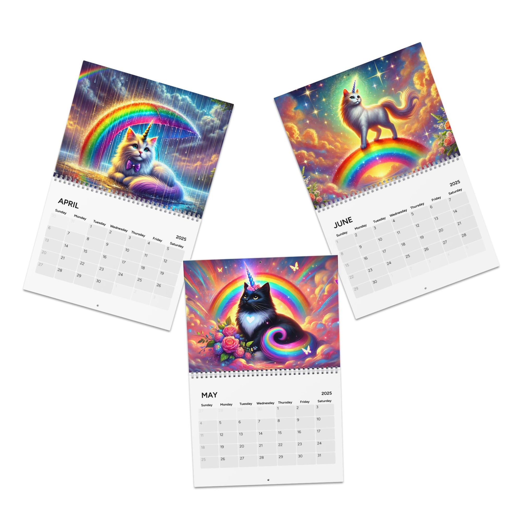 Caticorns and Rainbows - Cat Unicorn - Calendar (2025)   