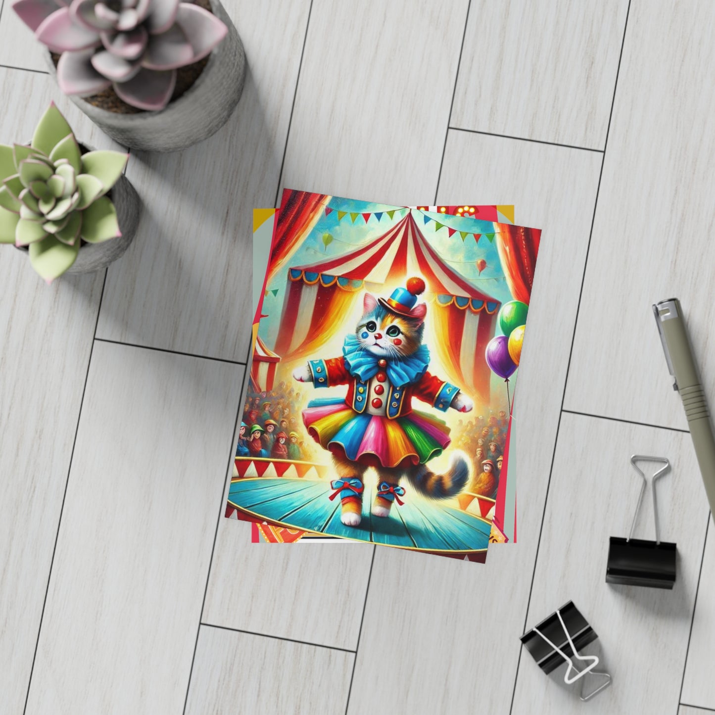 Cat Clown - Circus Party Invitation - Postcard Bundles (envelopes included)   