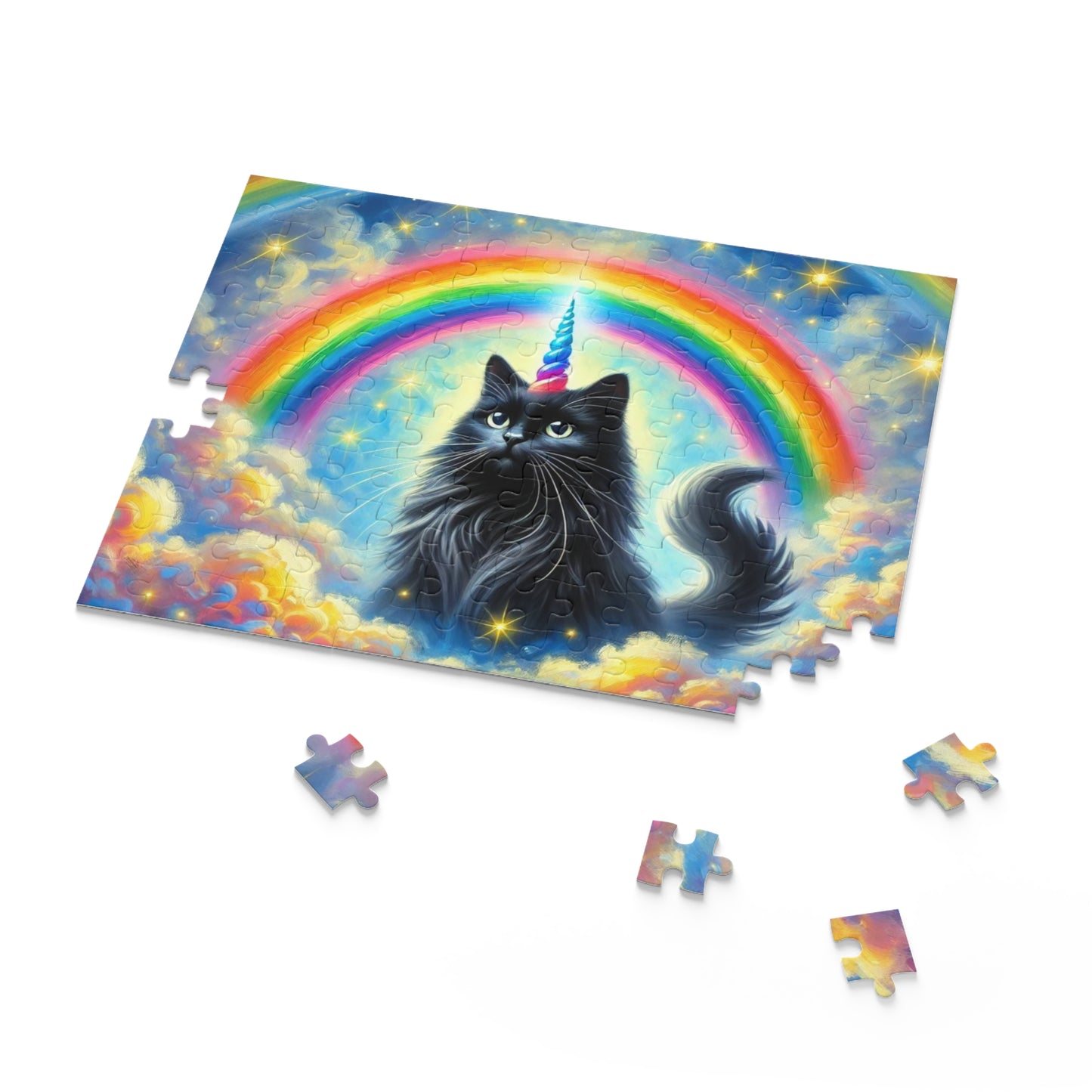 Caticorn in the Clouds - Cat Unicorn Rainbows - Puzzle - Cat Lover Gift 120, 252, or 500 -piece options   