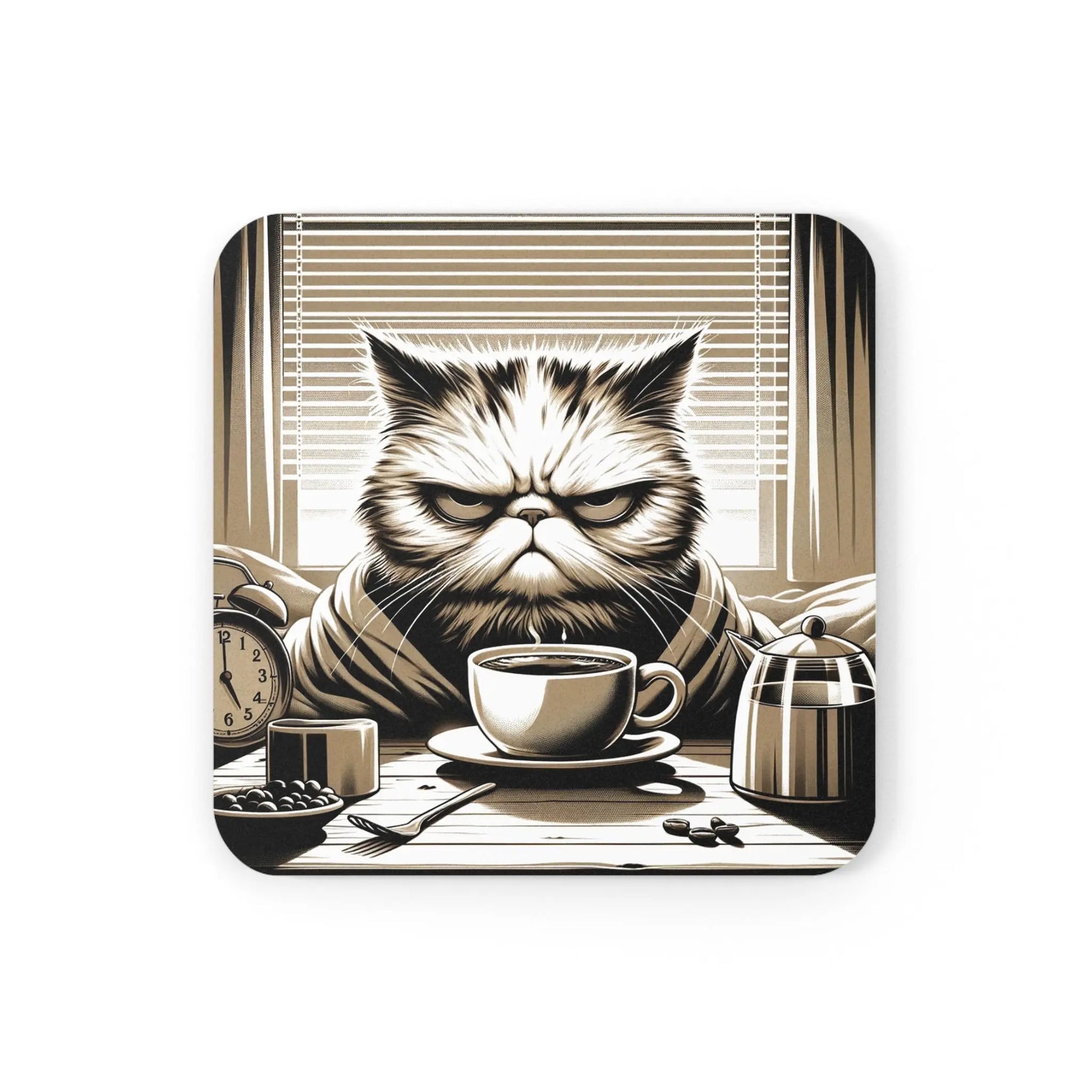 Grumpy Morning Cat - Cat Lover Coaster - Montecore PawPrints