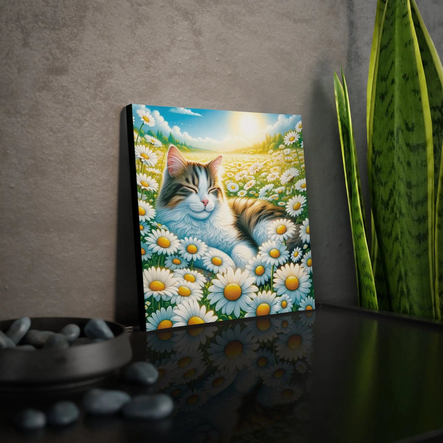 April Birthday Daisies Cat Lover Wall Art Decor - Great Birthday Gift   