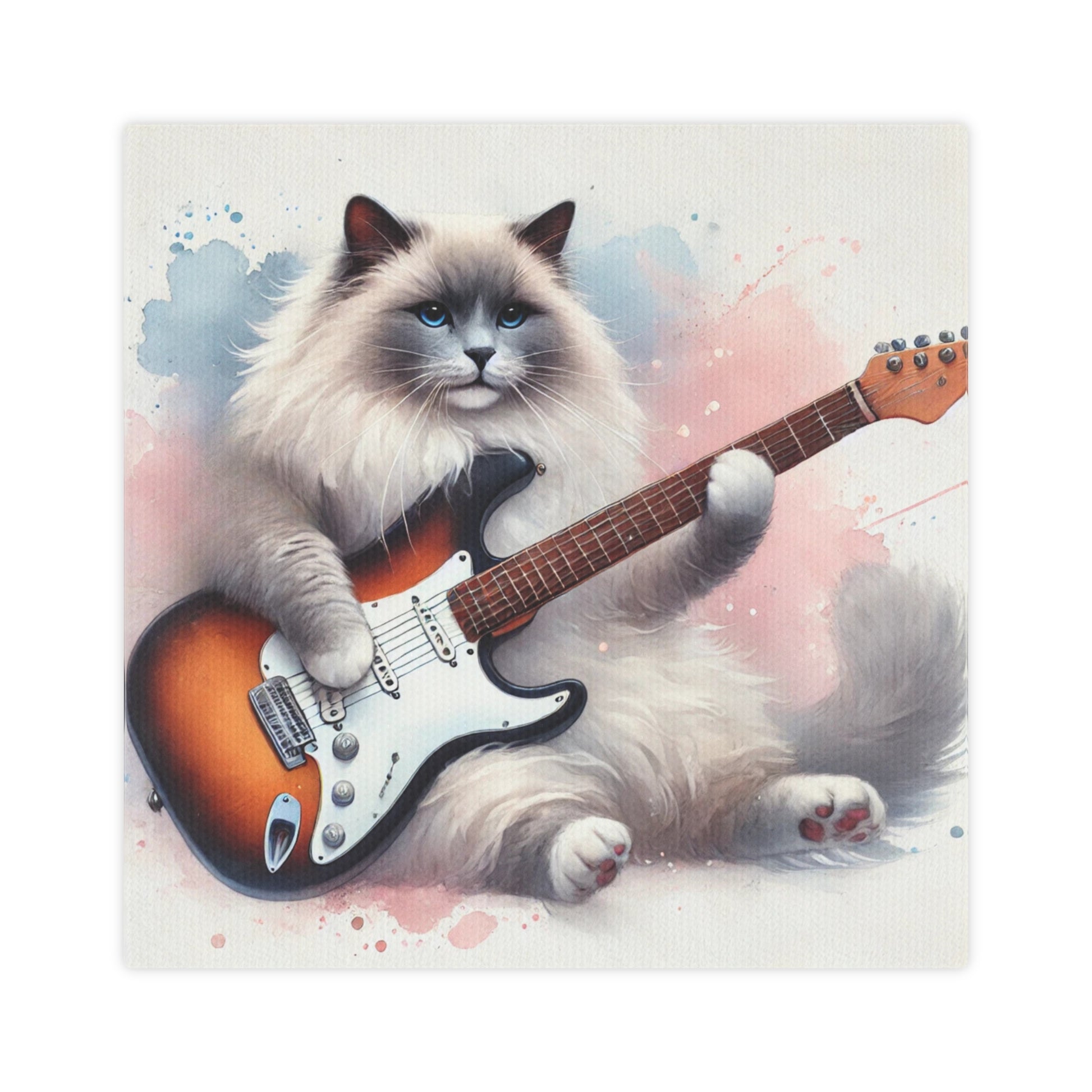 Guitar - Cat Musician - Wall Art Decor   