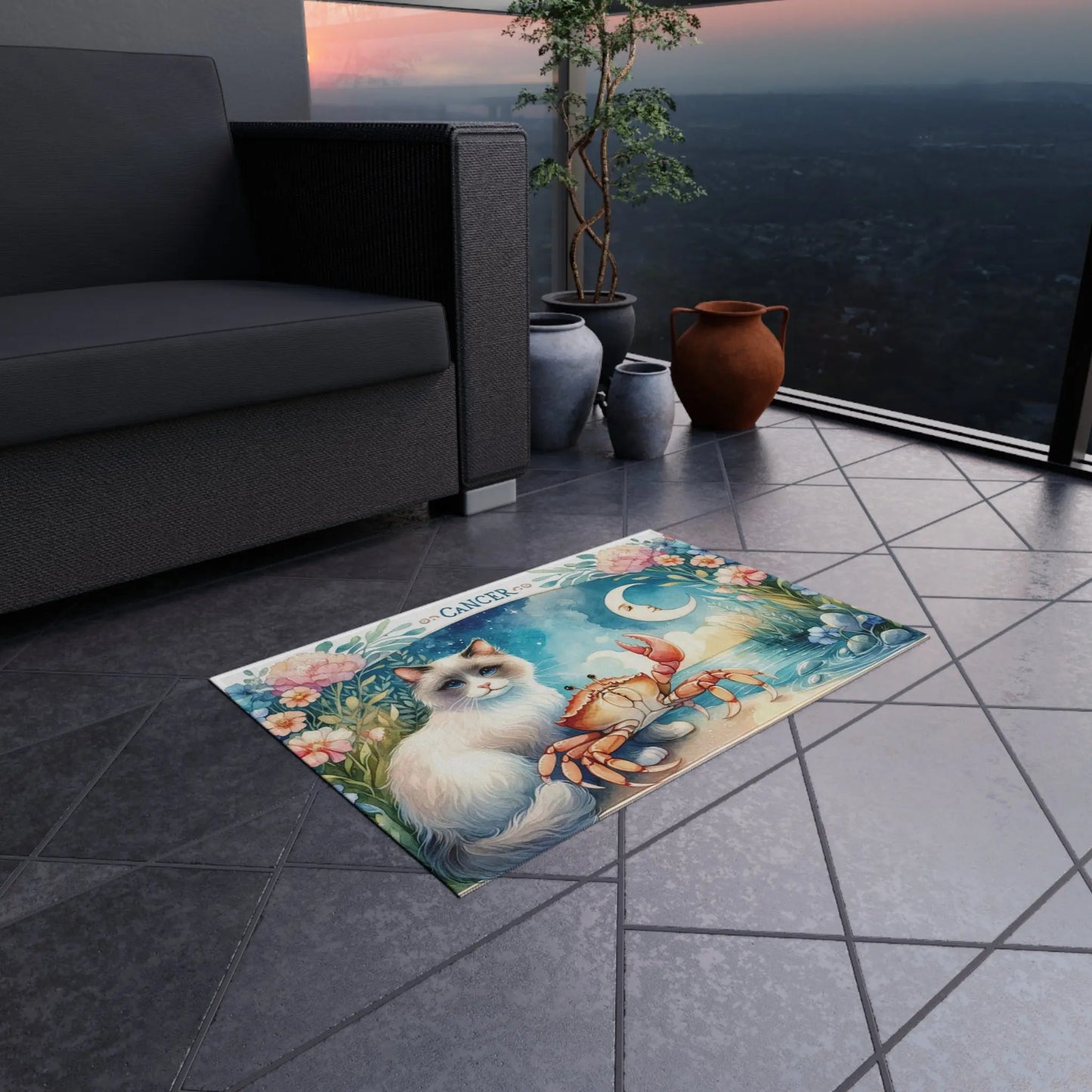 Cancer Zodiac - Cat Lover - Indoor/Outdoor Rug   