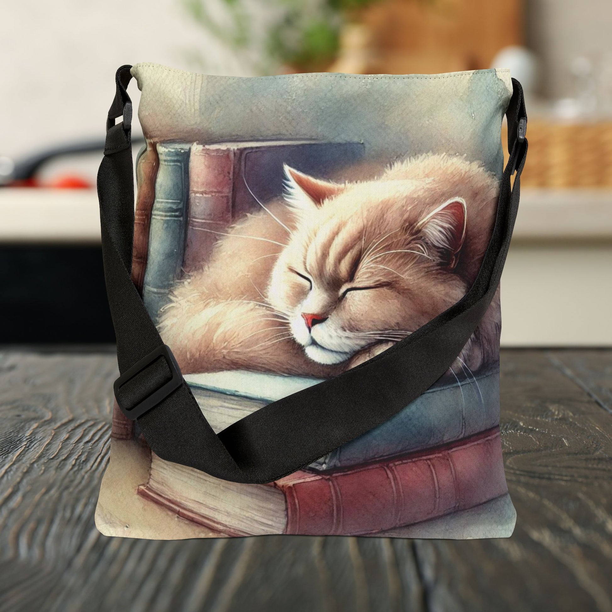 Cat Naps - Book Bag  - Adjustable Strap Tote Bag   