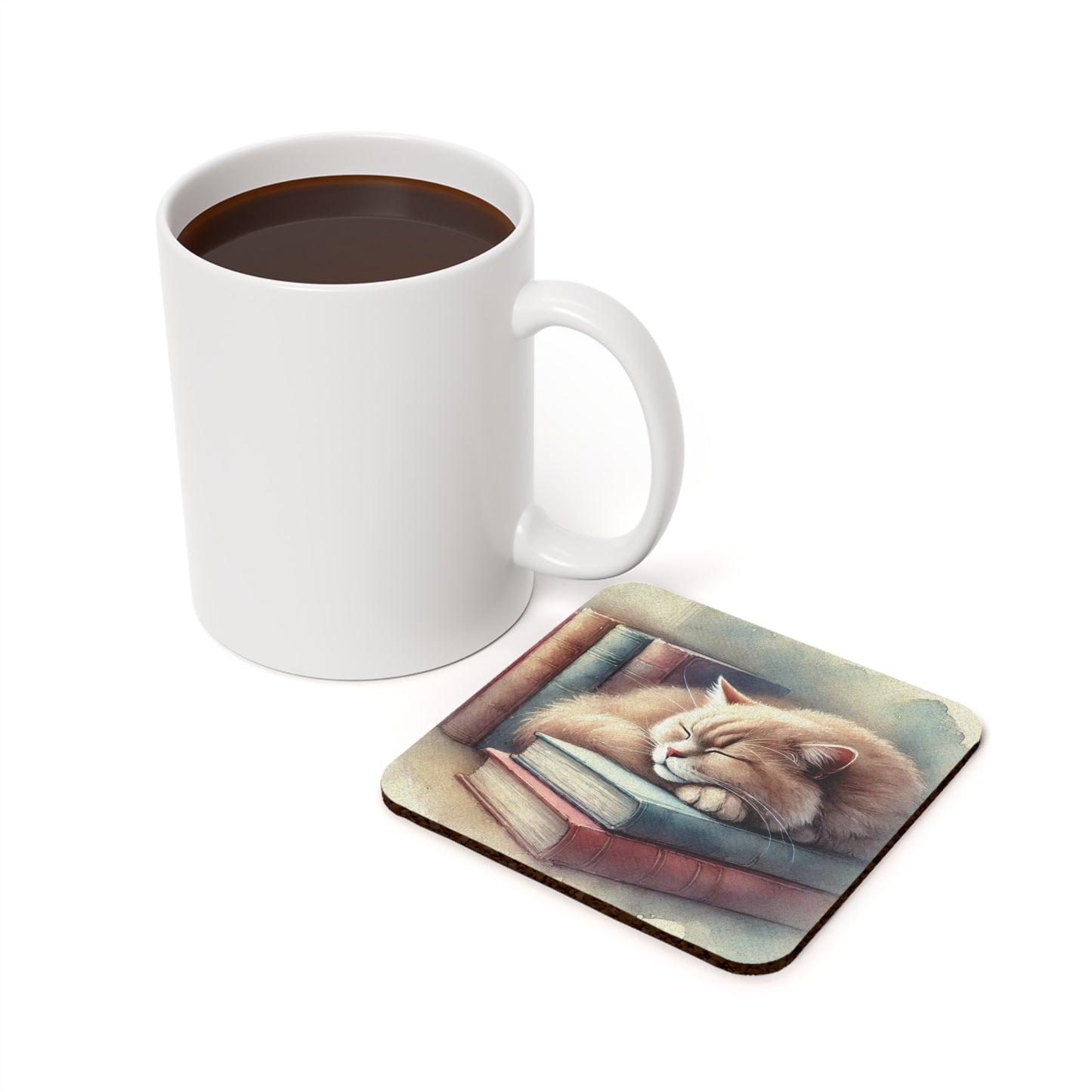 Book Lover - Cat Naps - High Gloss Drink Coaster   