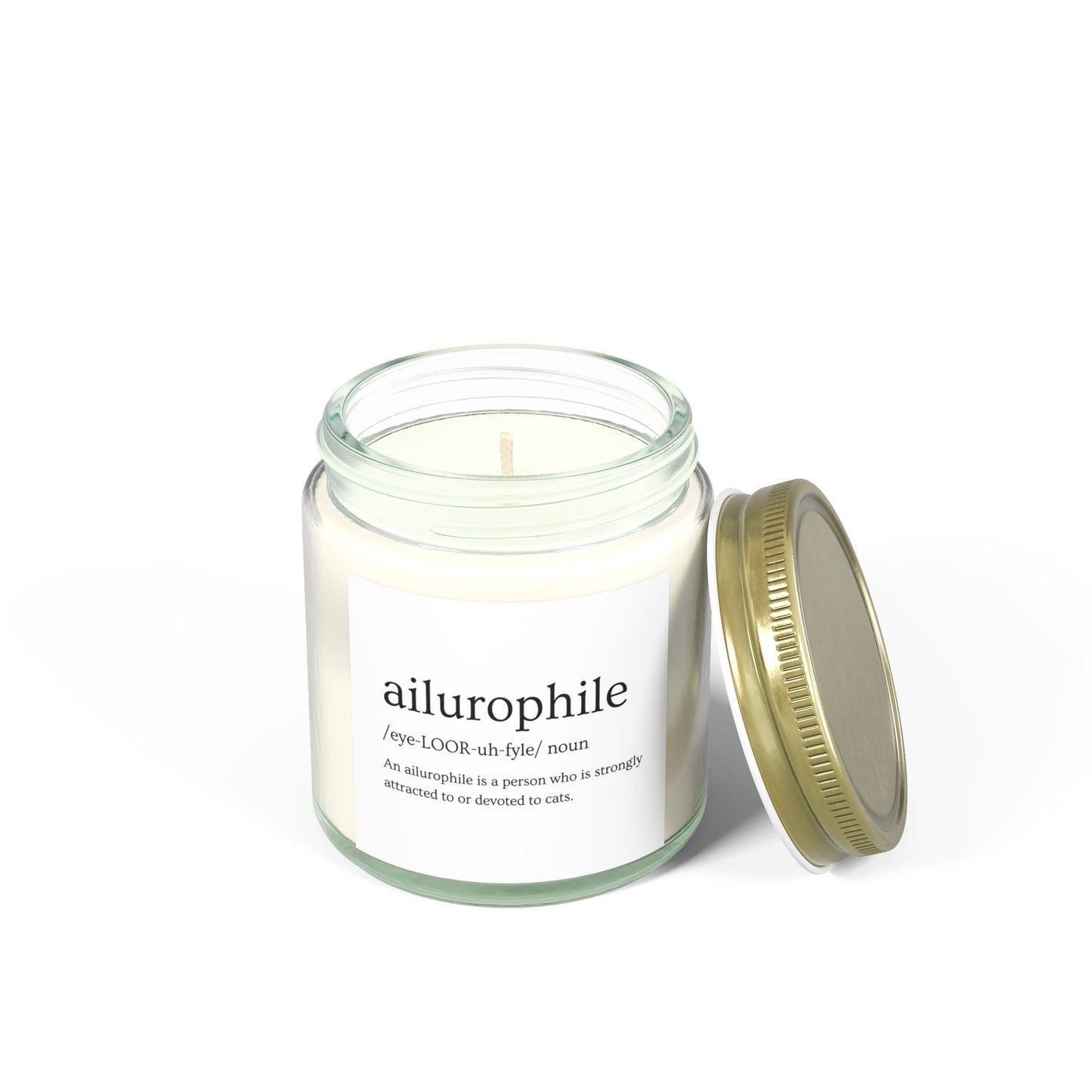 Ailurophile - Lover of Cats - Scented Coconut Apricot Candles (4oz, 9oz)   