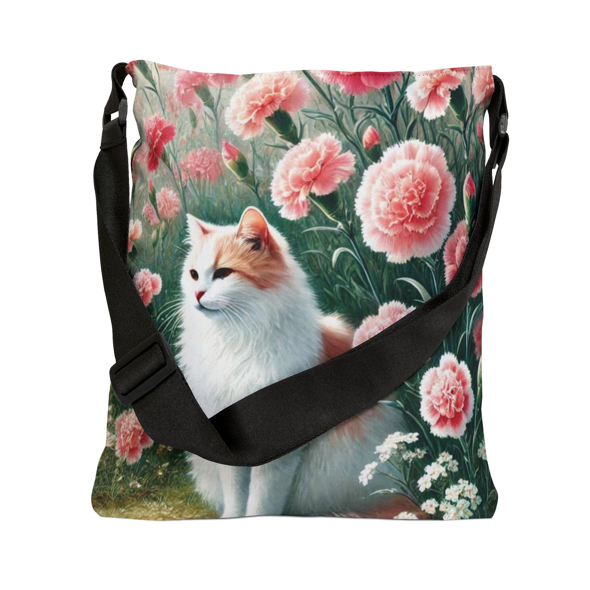 January Birth Flower - Cat Lover - Adjustable Strap Tote Bag   