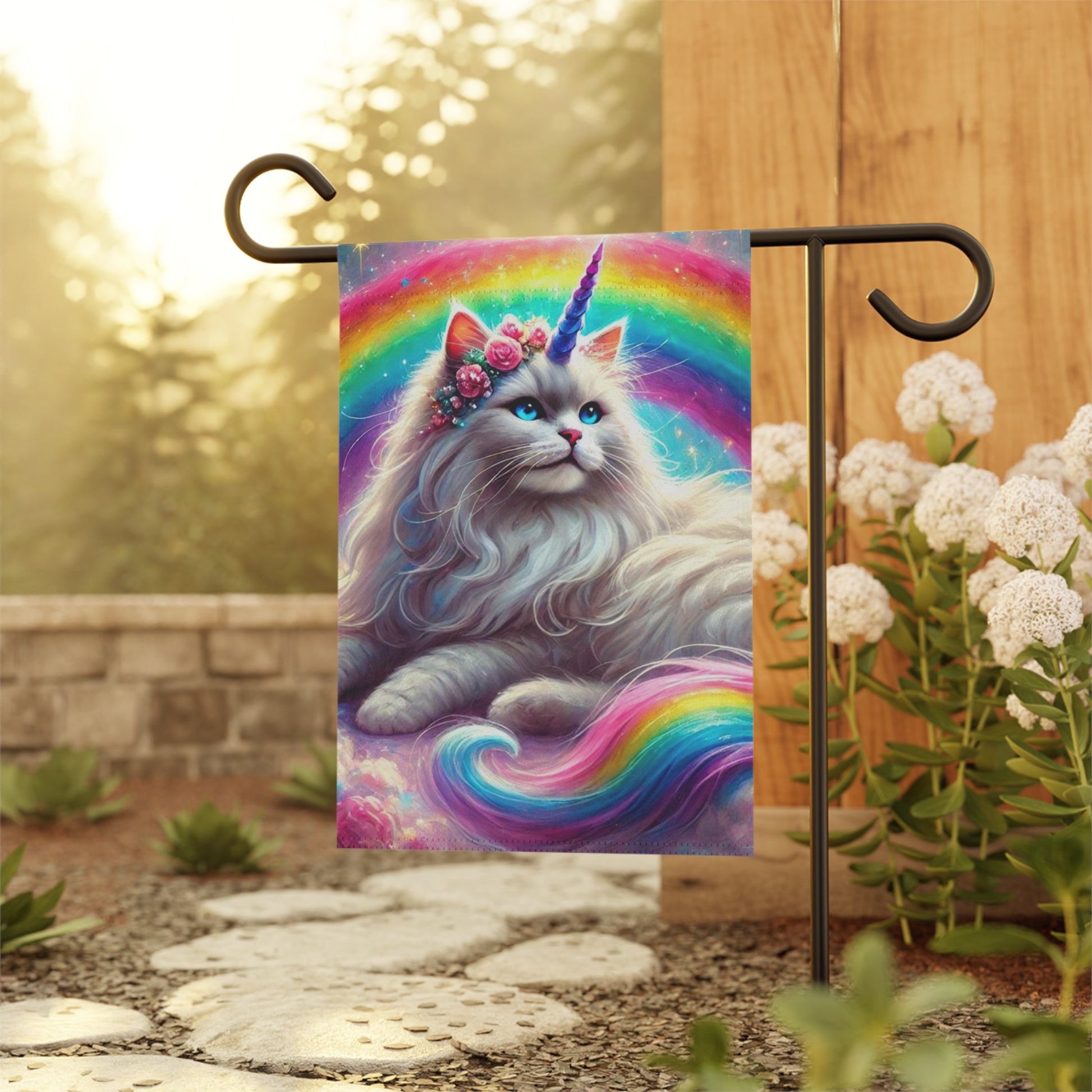 Rainbow Caticorn - Cat Unicorn - Garden & House Banner   