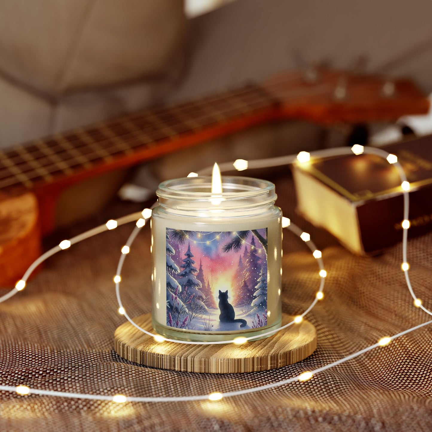 Winter Sunrise - Cat Lover - Holiday Decor - Scented Coconut Apricot Candles 4oz   