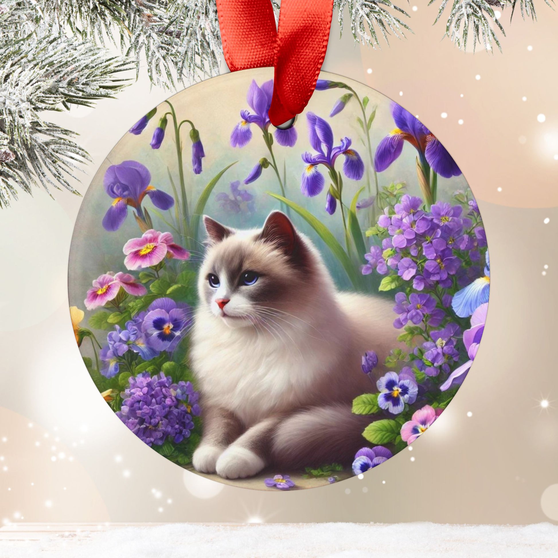 February Birth Flower - Cat Lover - Ornament   