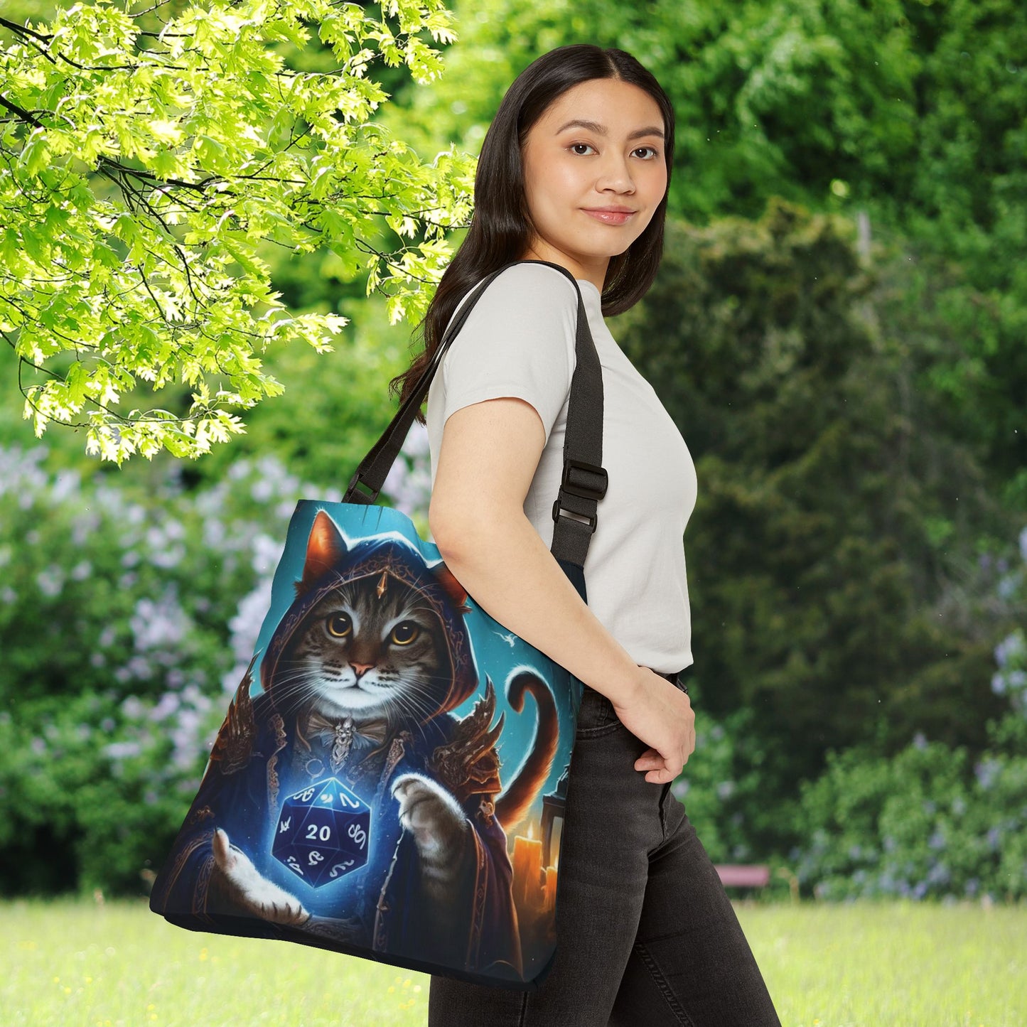 Dungeons and Dragons Cat Sorcerer - Adjustable Strap Tote Bag   